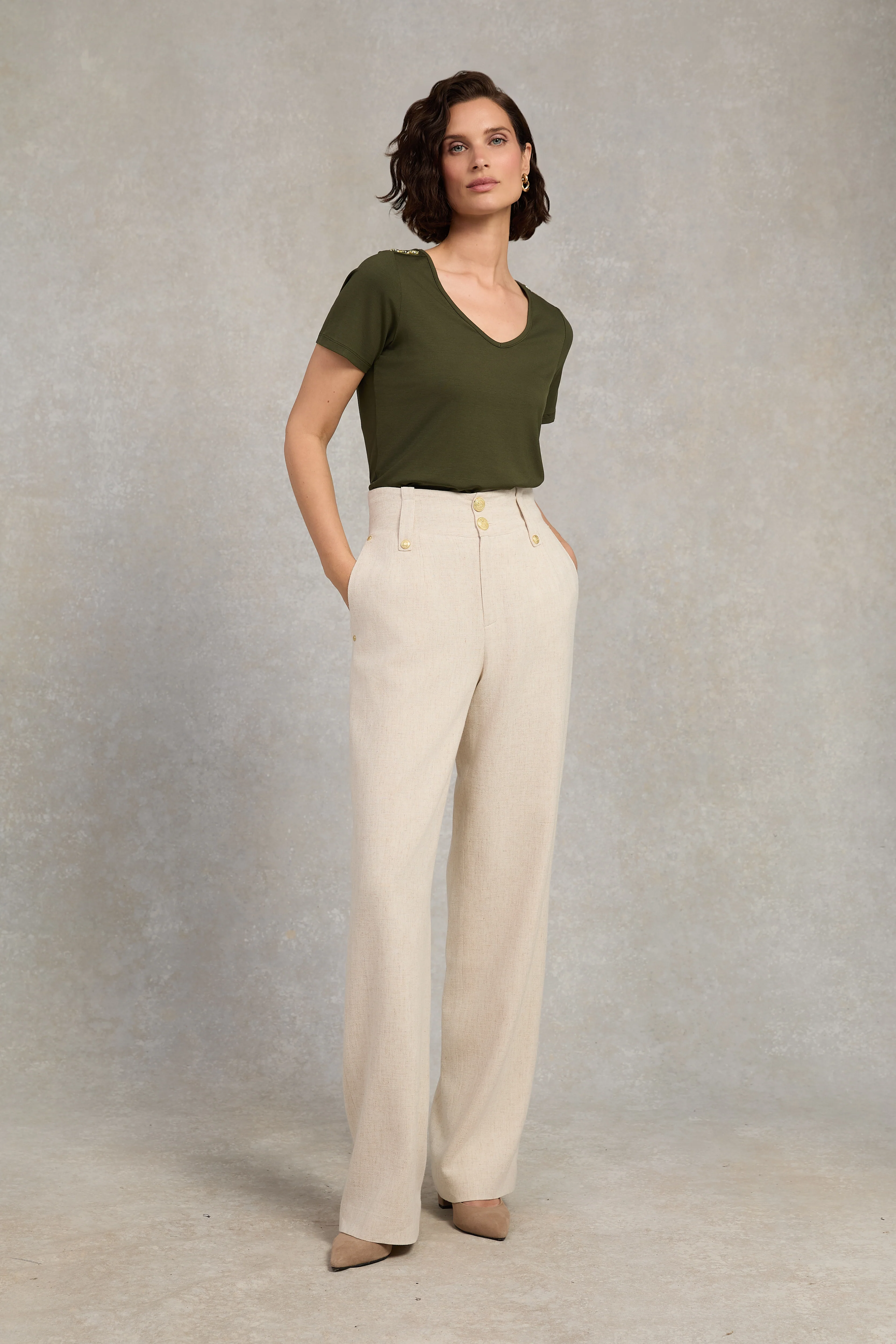 Relax Fit V-Neck Tee (Khaki)