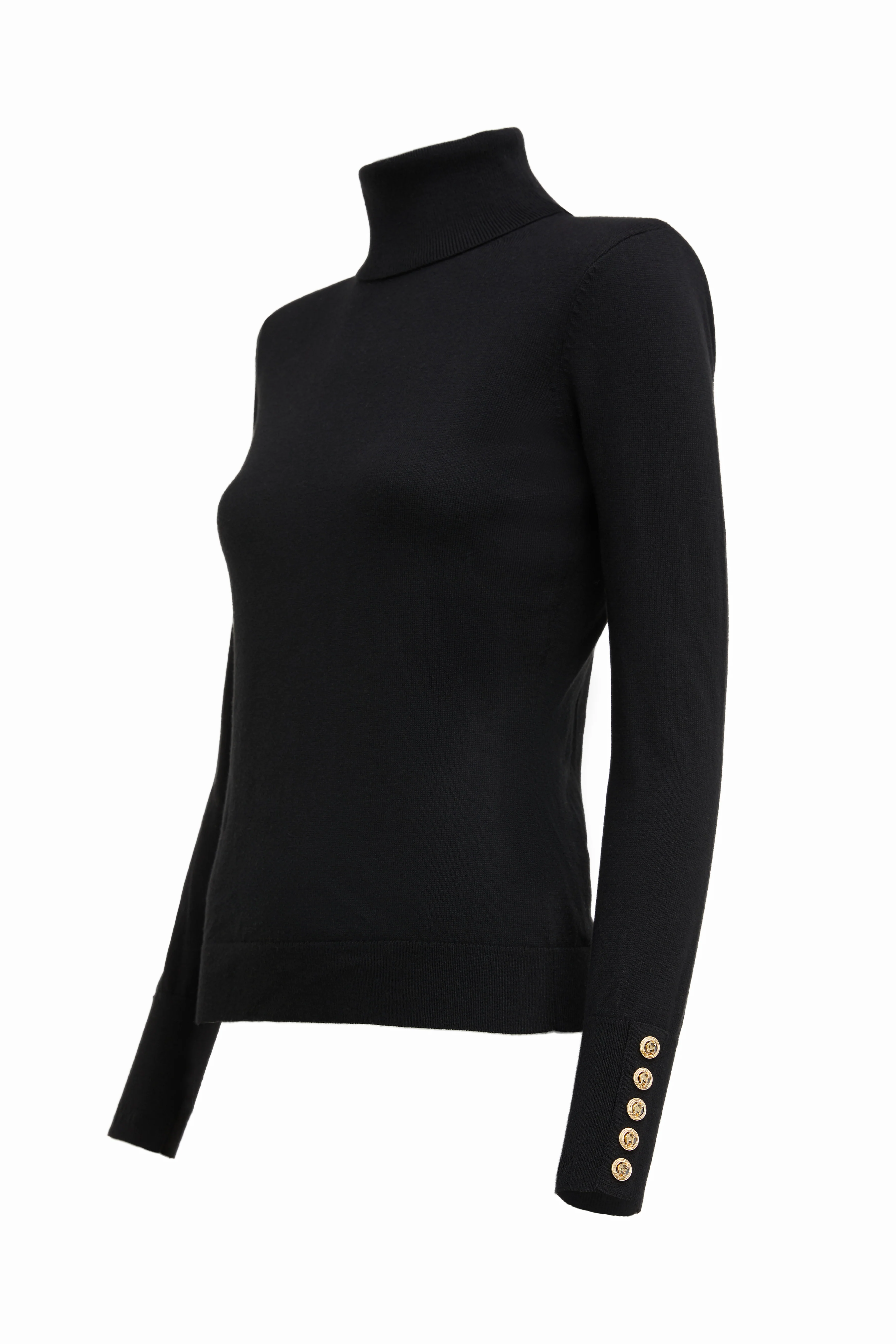 Victoria Cashmere Roll Neck (Black)
