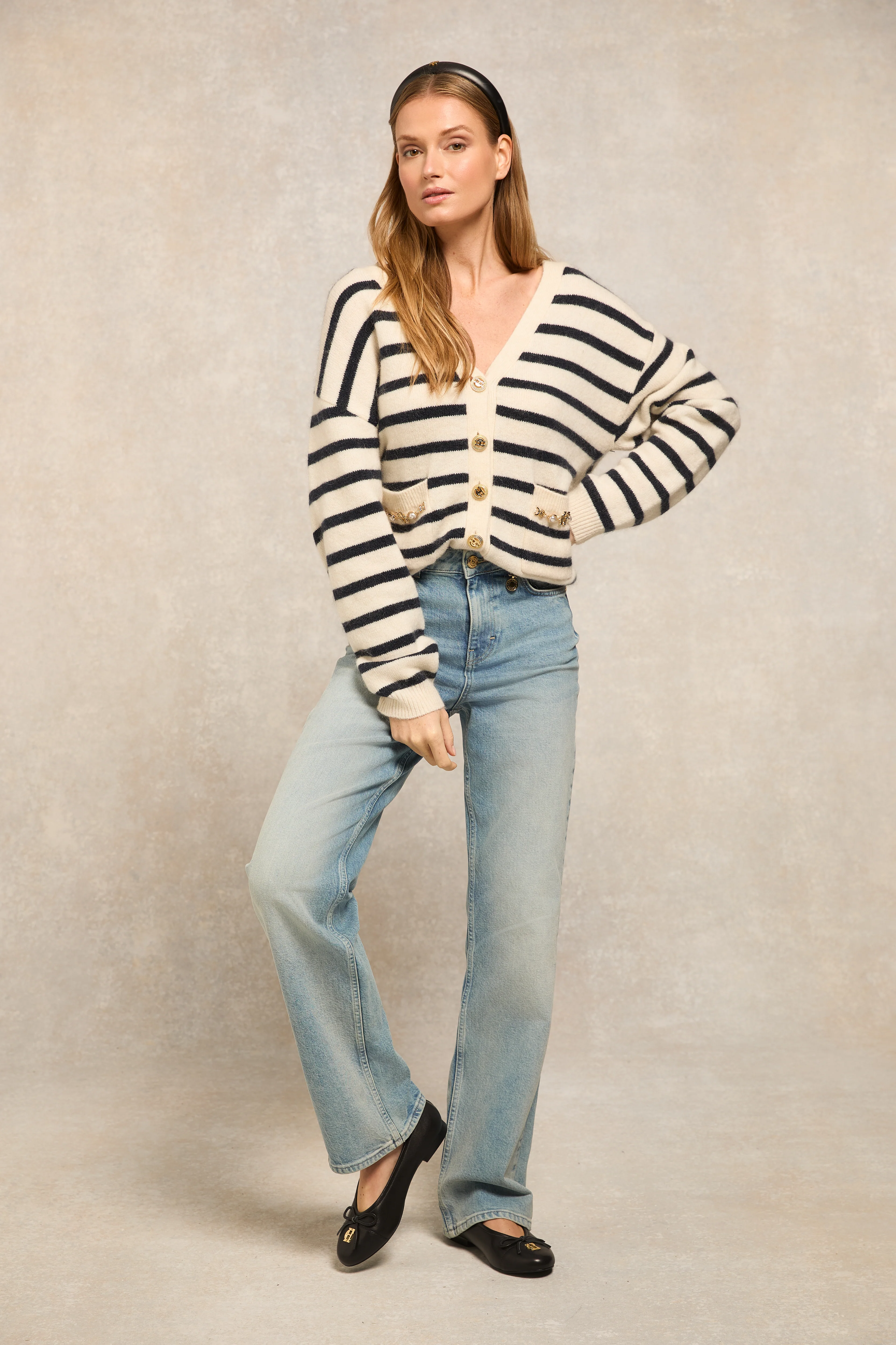 Mila Cardigan (Natural Stripe)