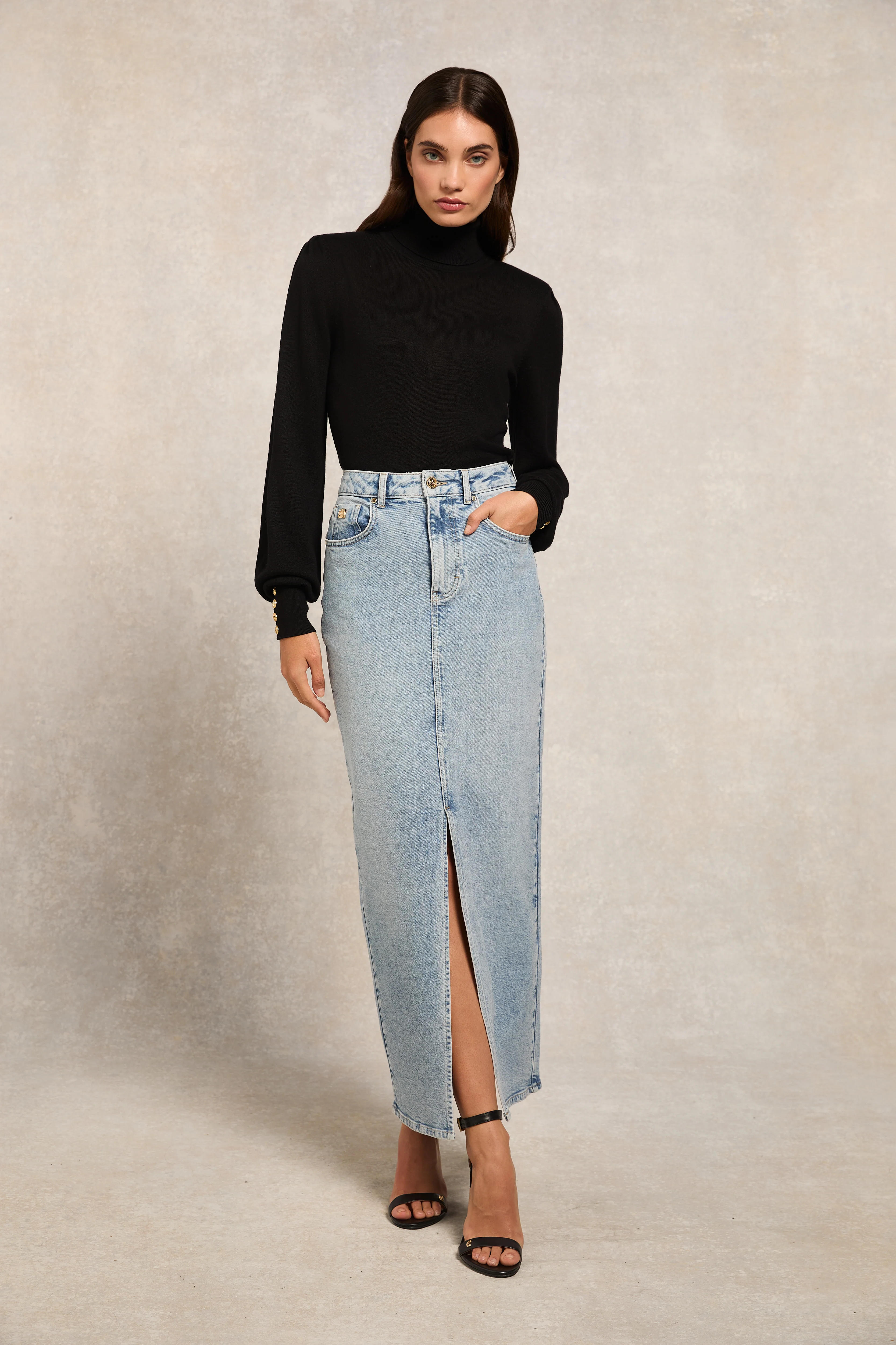 Denim Maxi Skirt (Vintage Indigo)