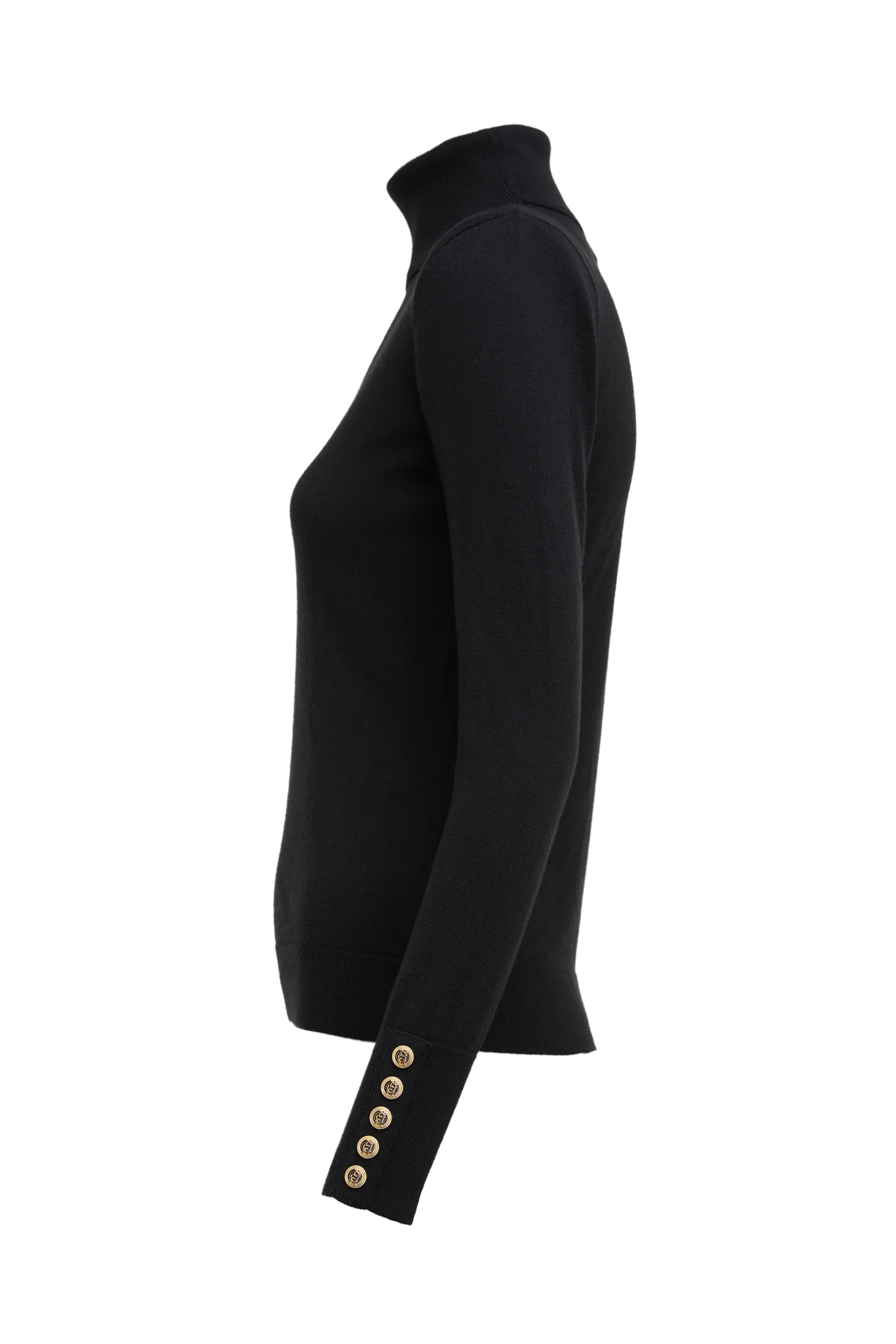 Victoria Cashmere Roll Neck (Black)