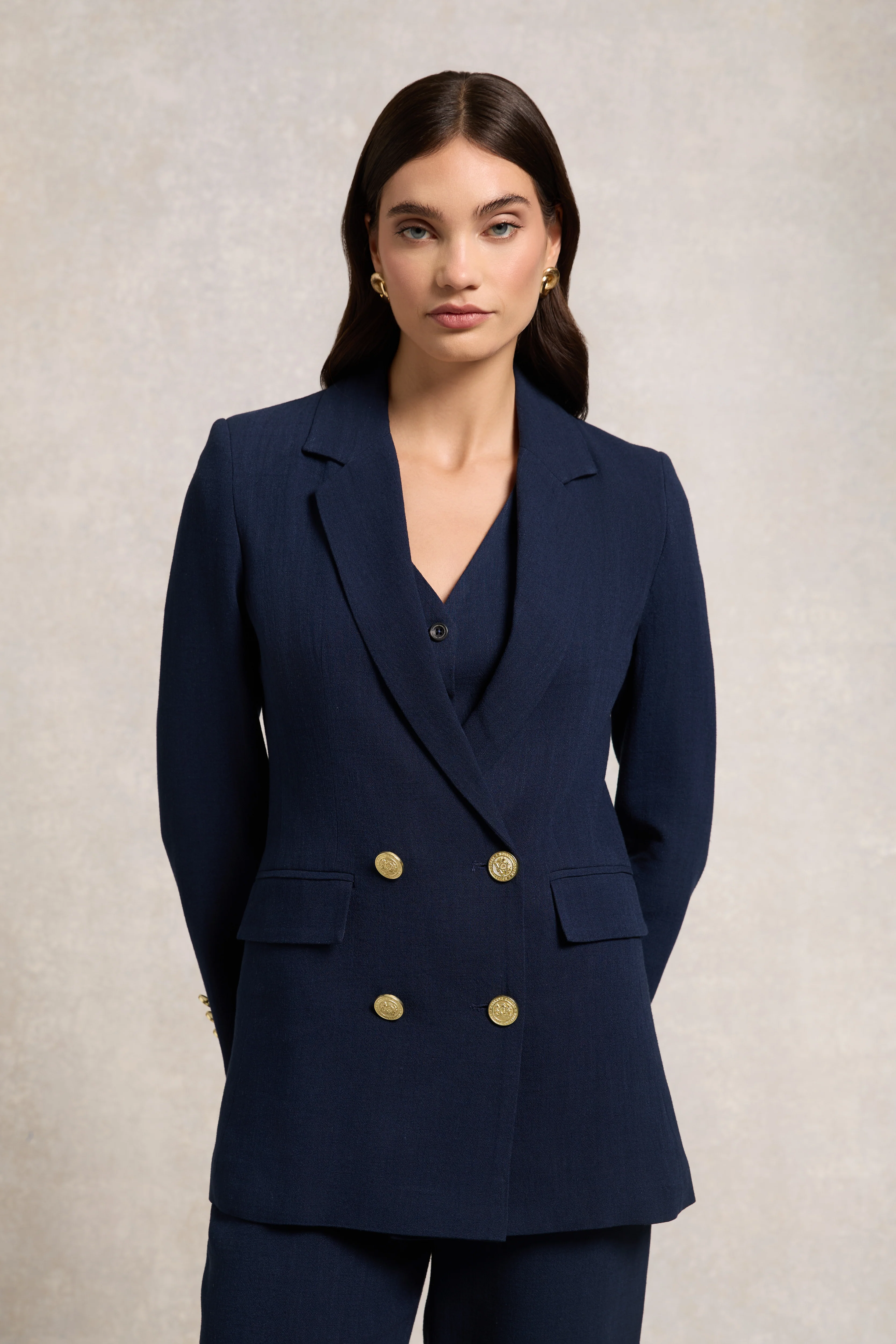 Double Breasted Blazer (Navy Linen)