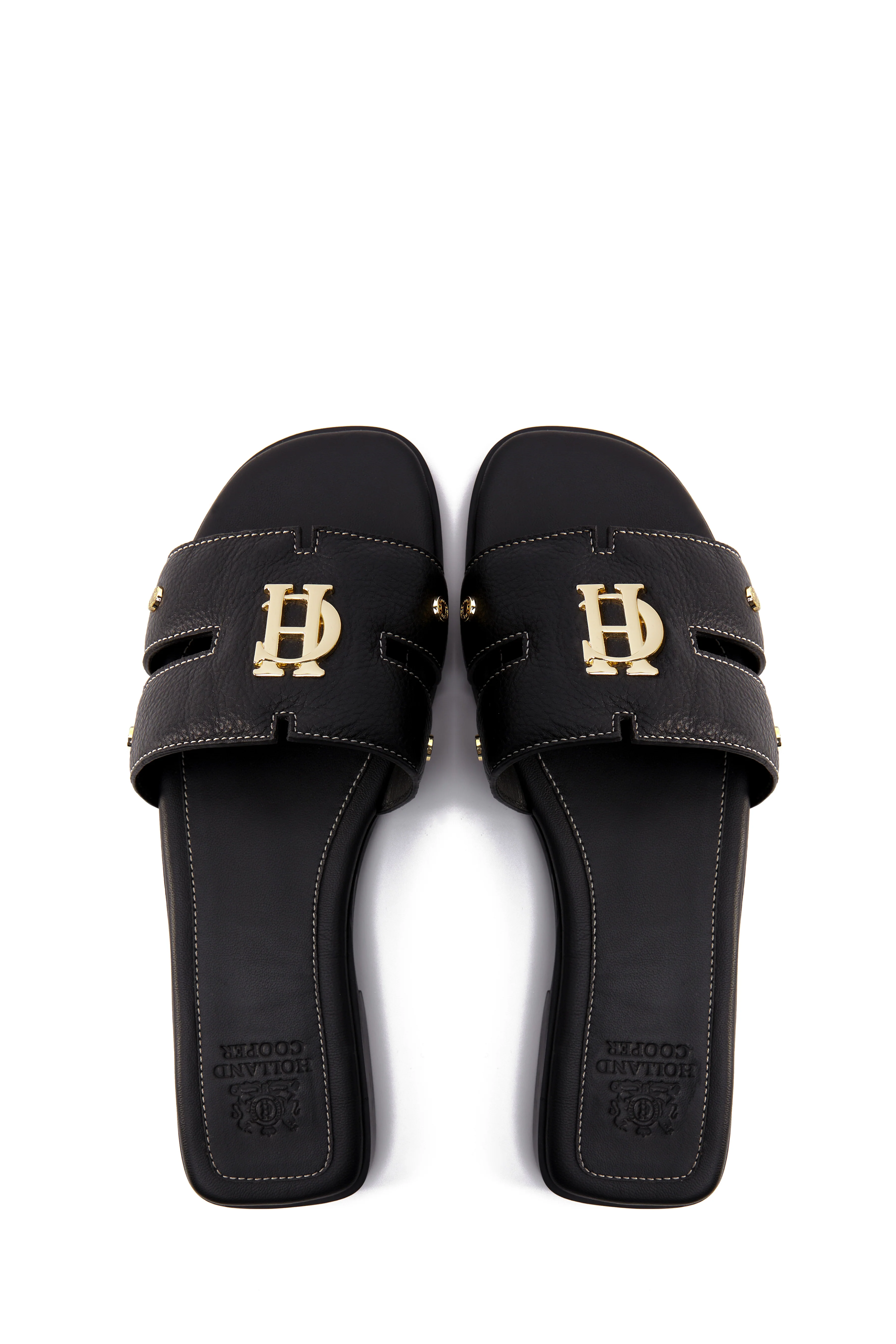 Monogram Slides (Black Leather)