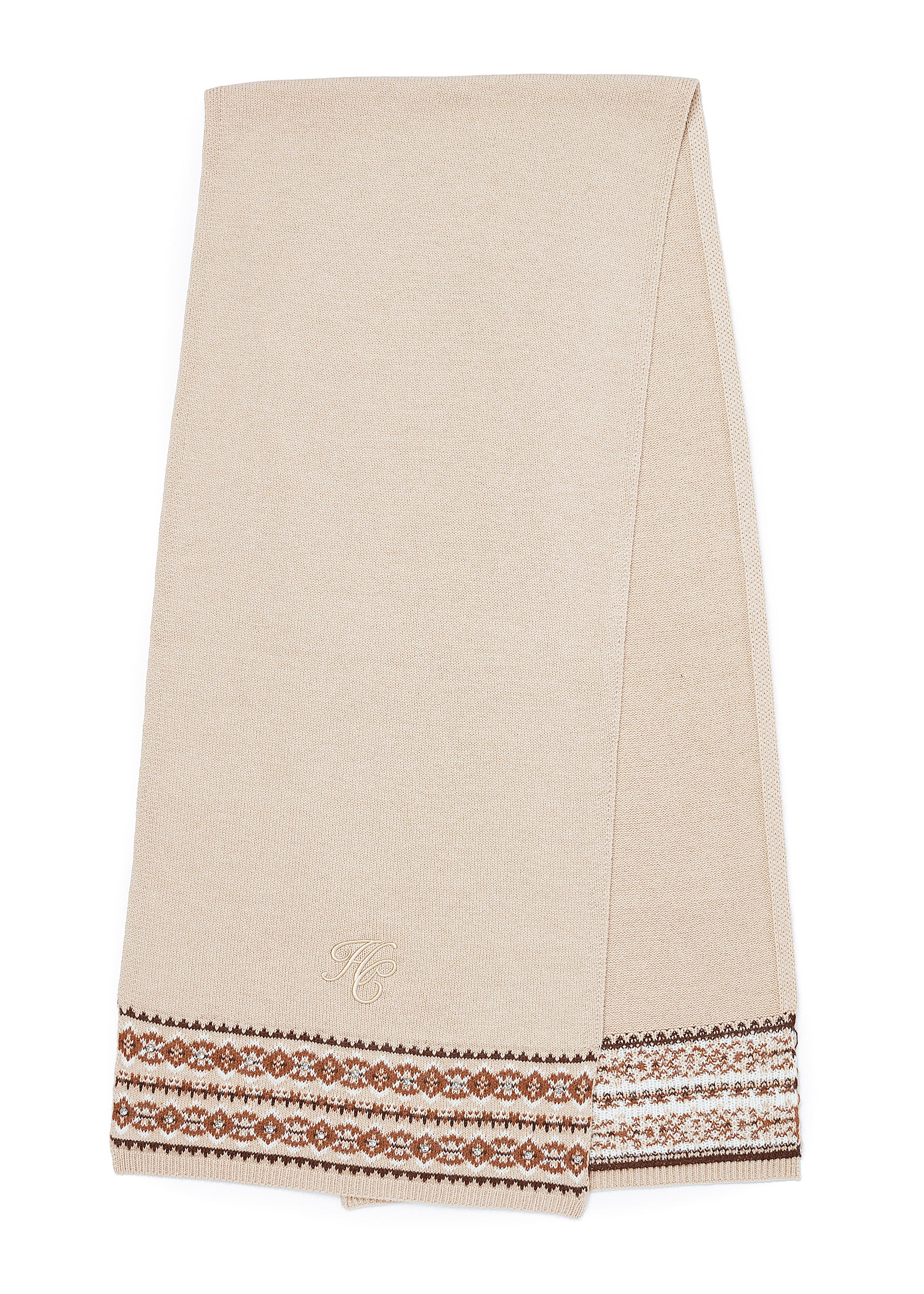 Jennifer Fairisle Scarf (Light Camel)