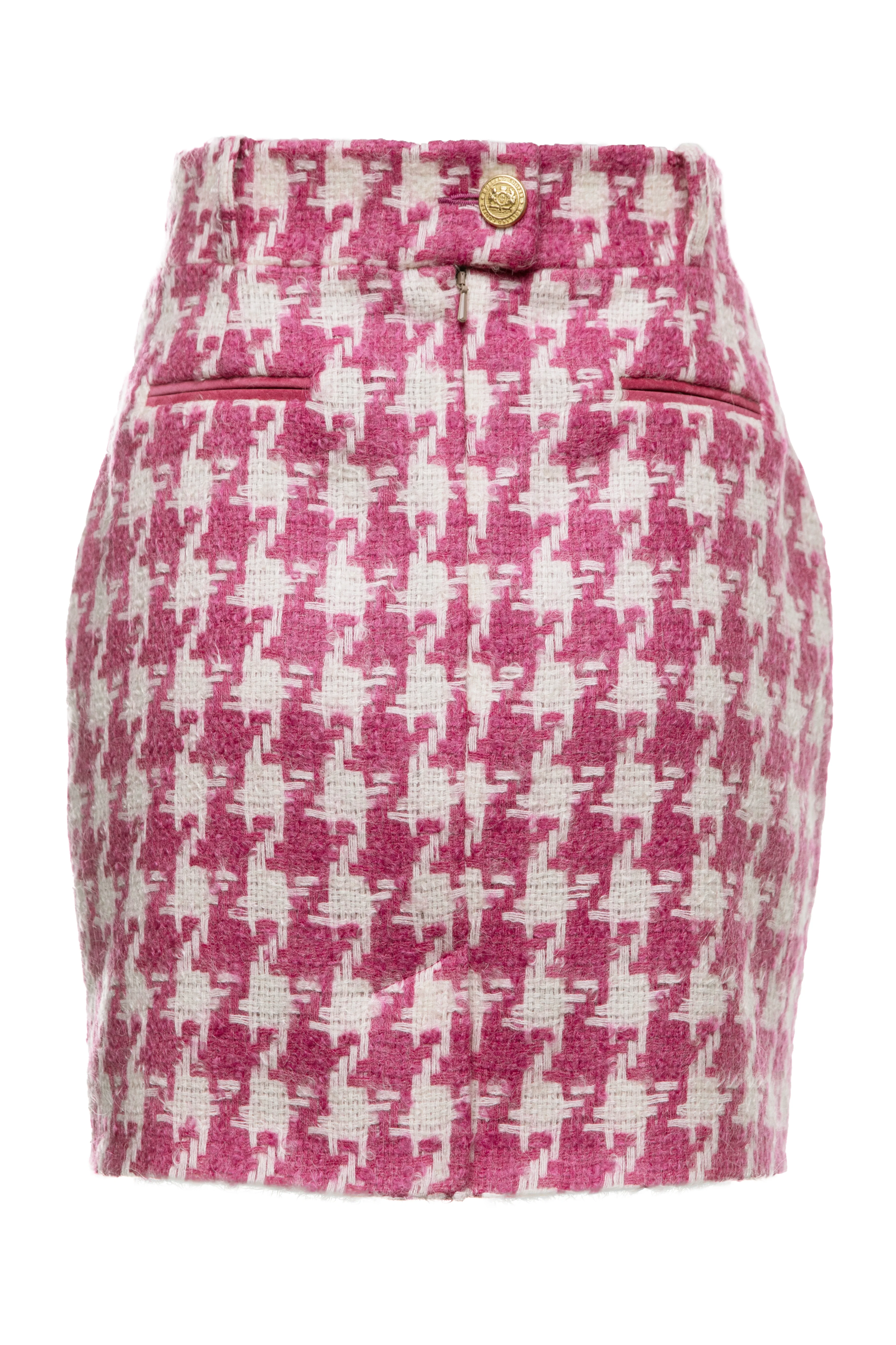 Knightsbridge Skirt (Hot Pink Large Scale Houndstooth)