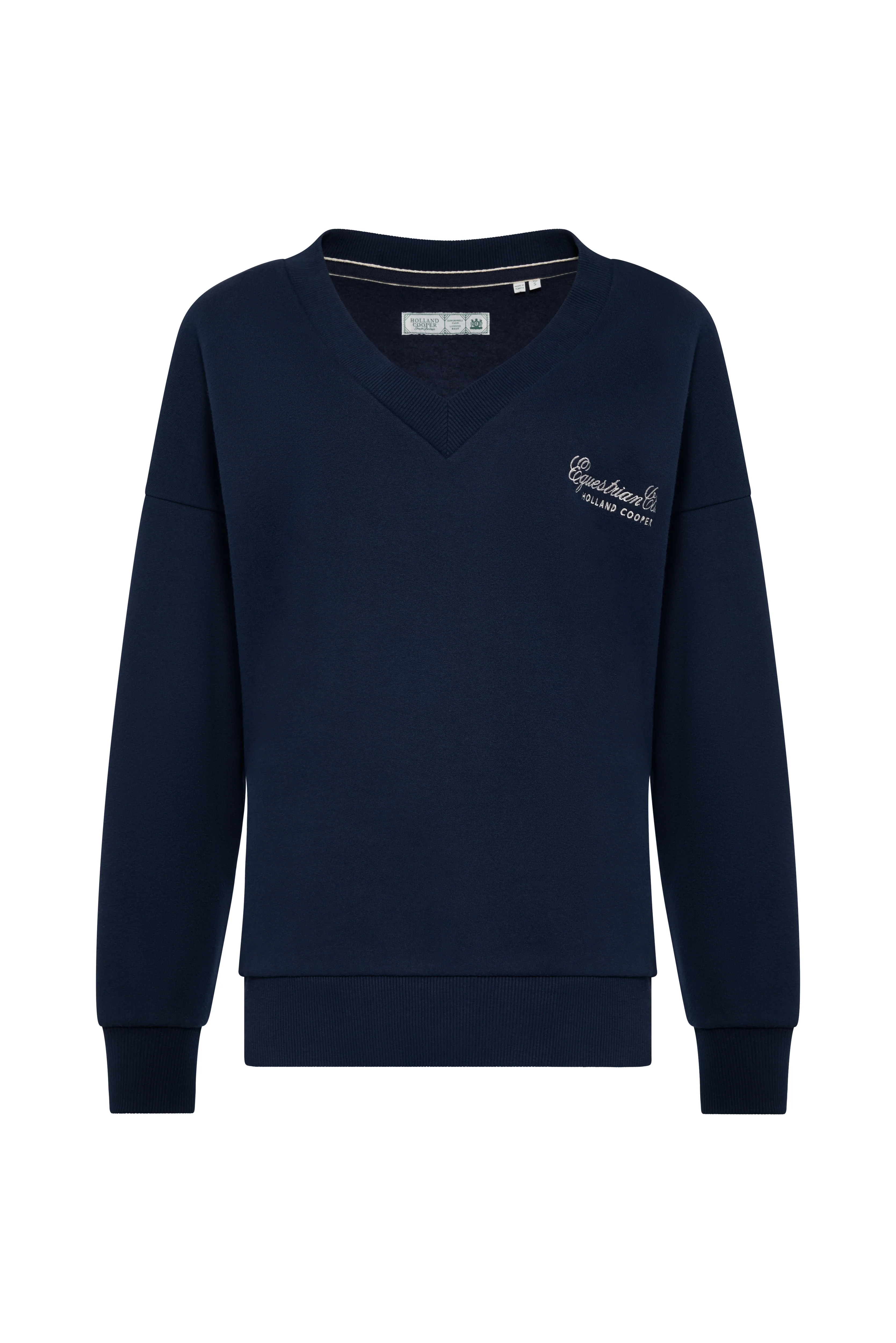 Relaxed Fit V-Neck Sweat (Ink Navy Ecru)