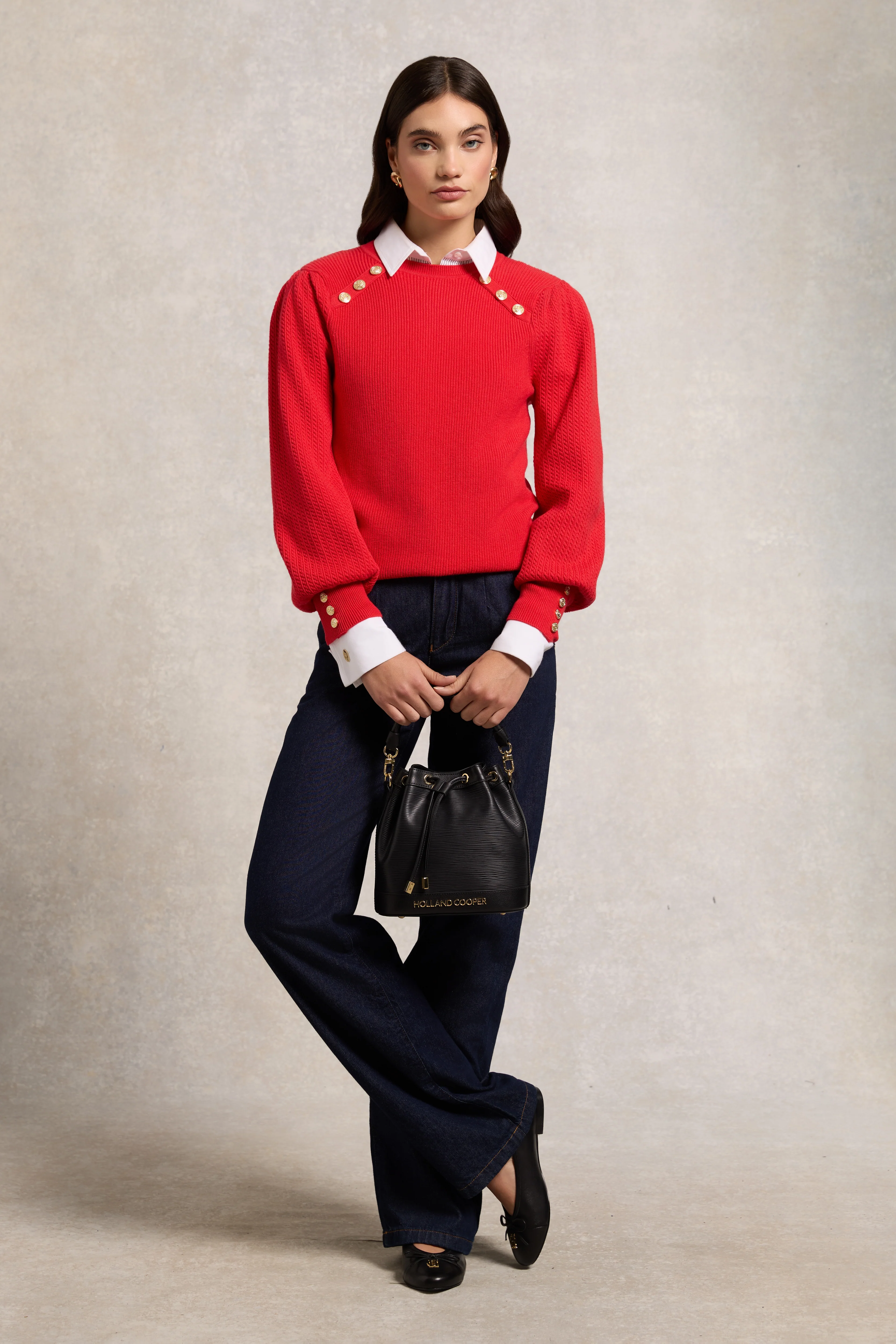 Naomi Crew Neck Knit (Hot Coral)