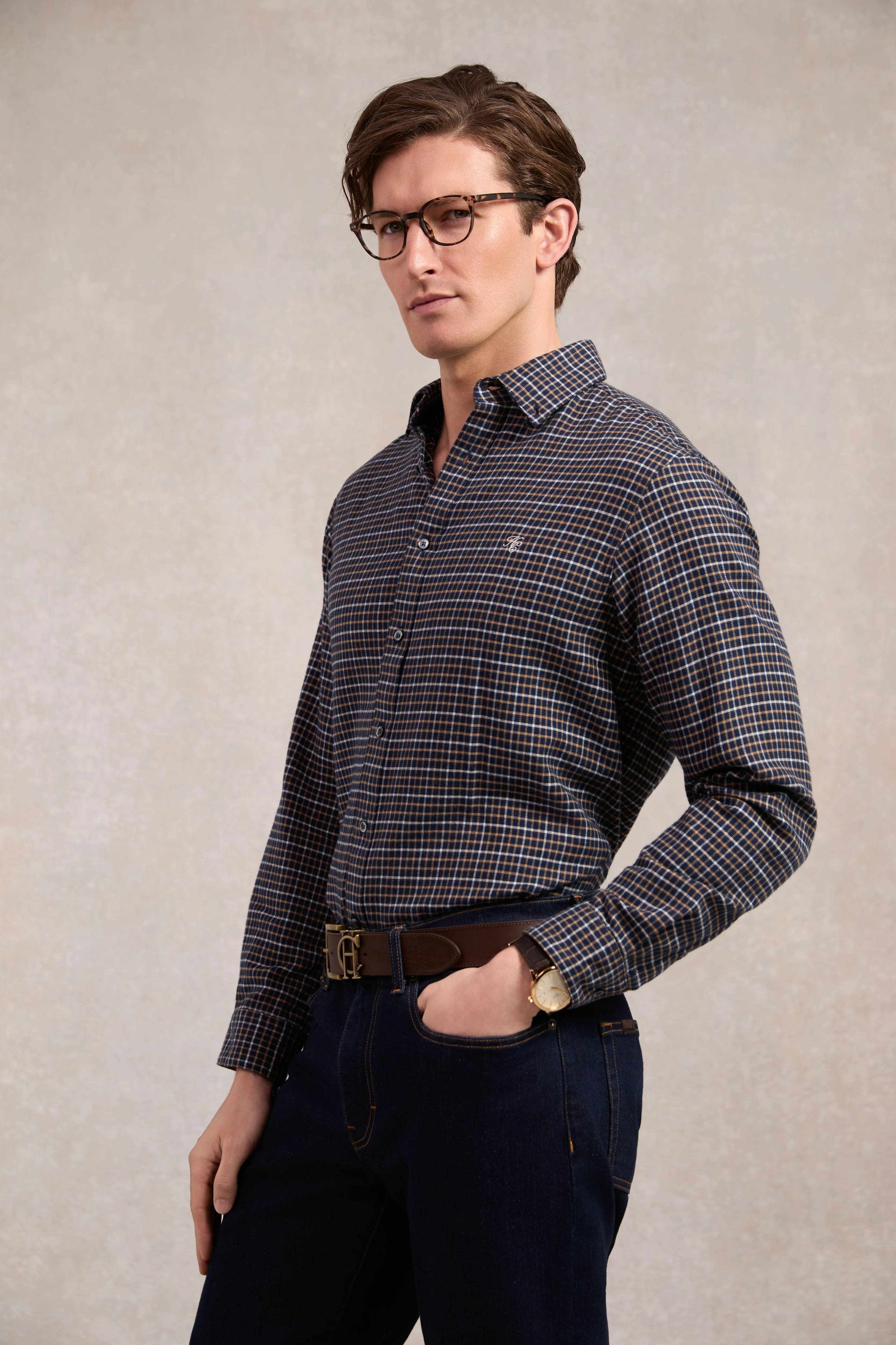 Classic Button Down Shirt (Cheltenham Navy Check)
