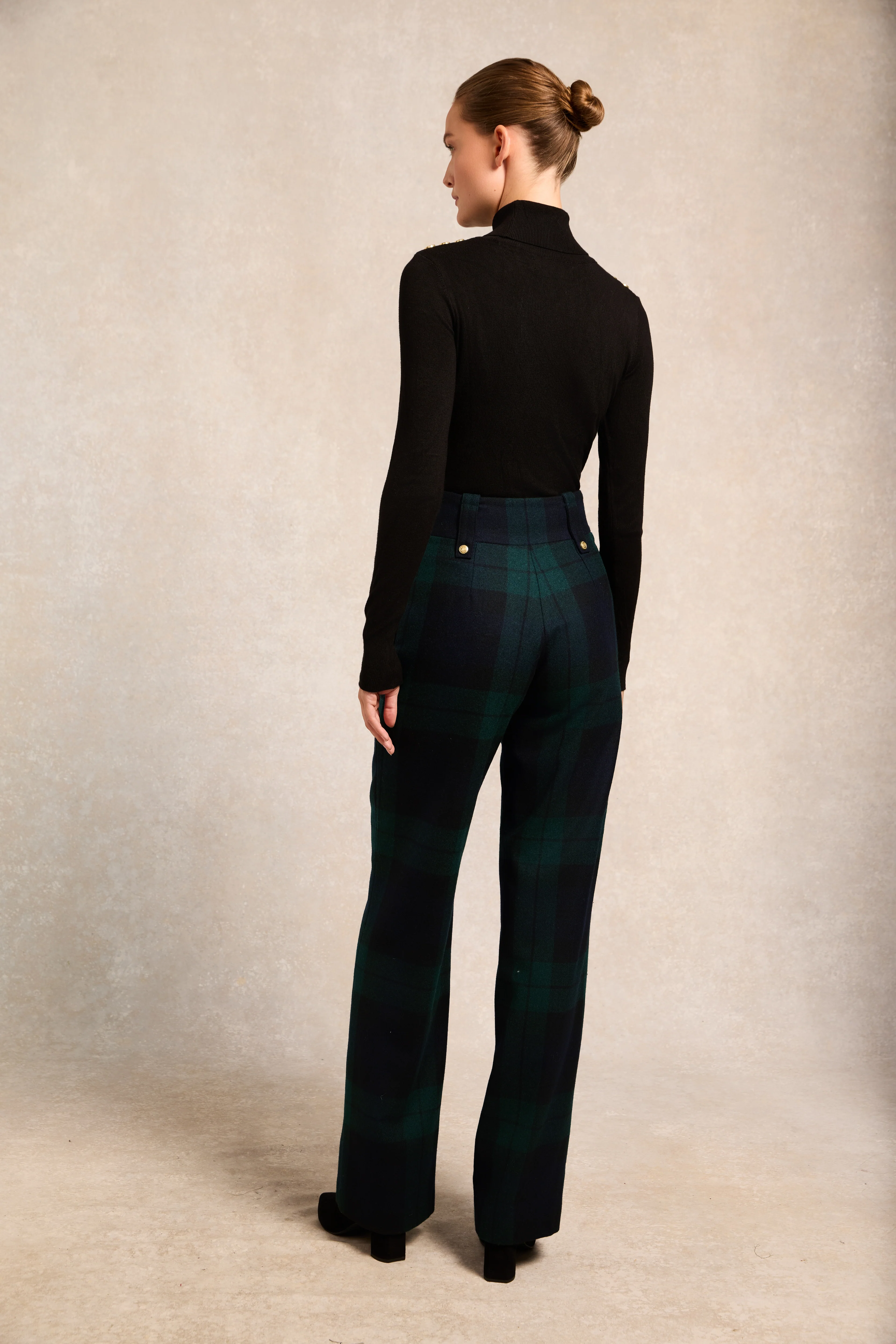 High Waisted Straight Trouser (Blackwatch)