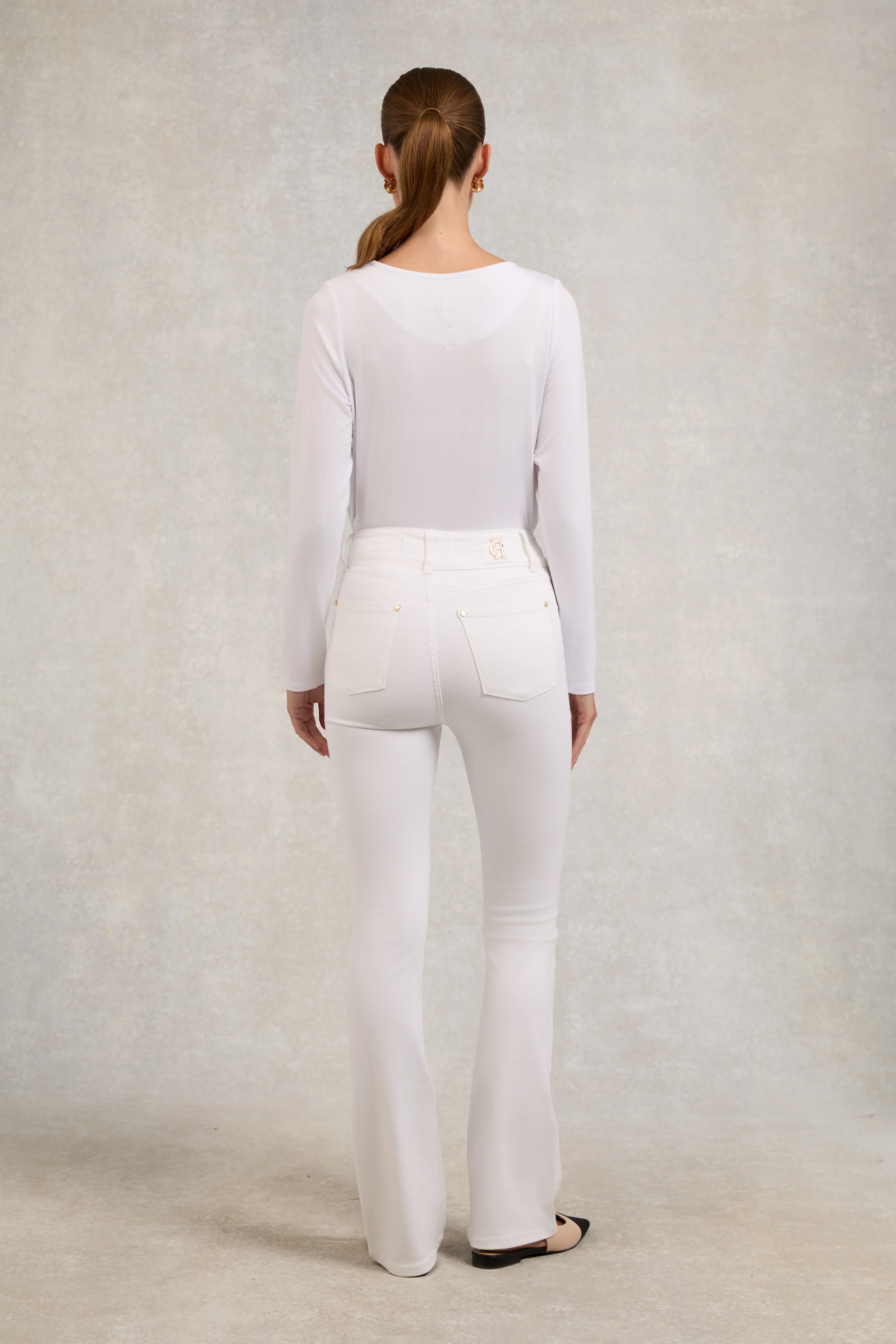 High Rise Flared Jean (White)