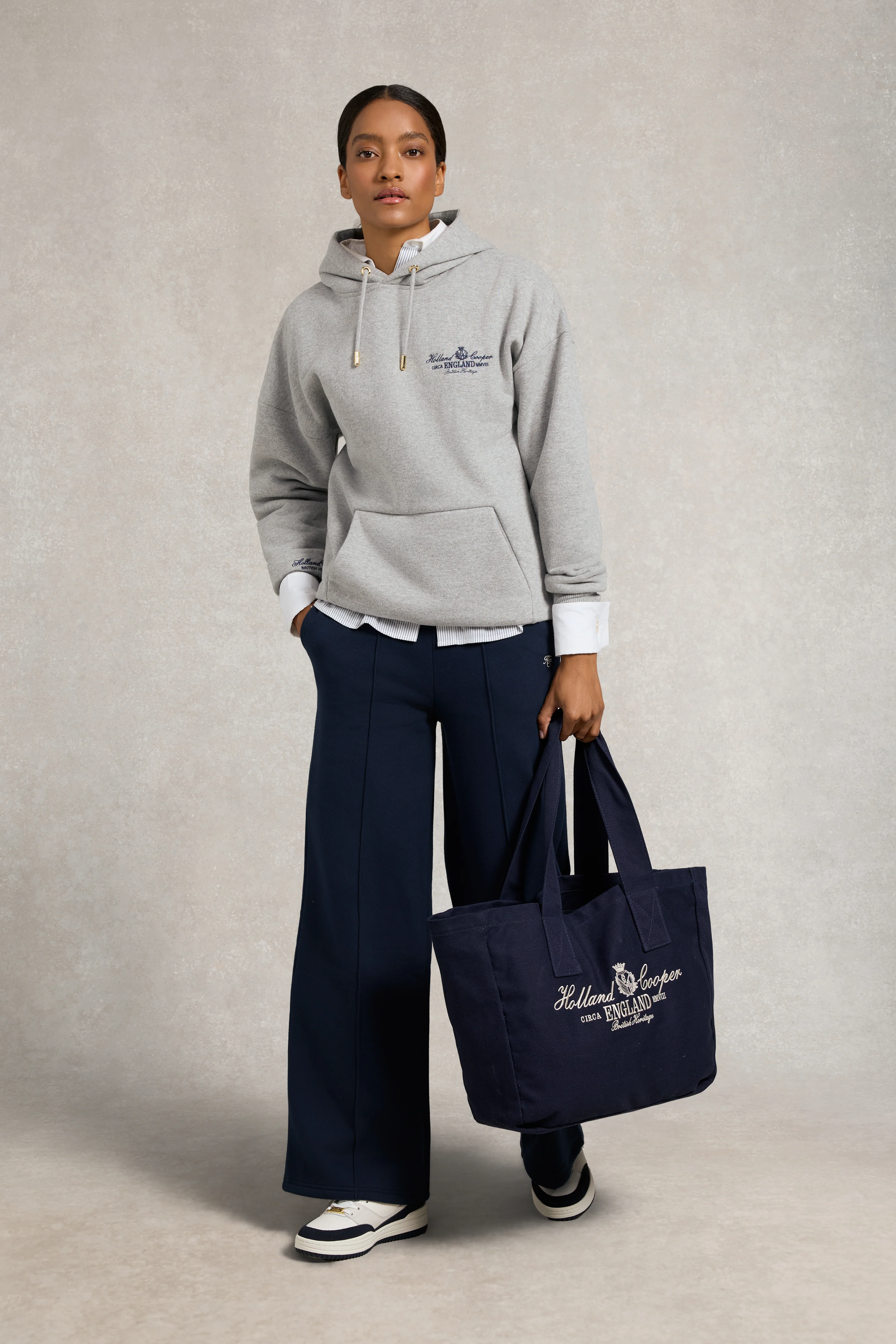 Relaxed Fit Script Hoodie (Grey Marl)