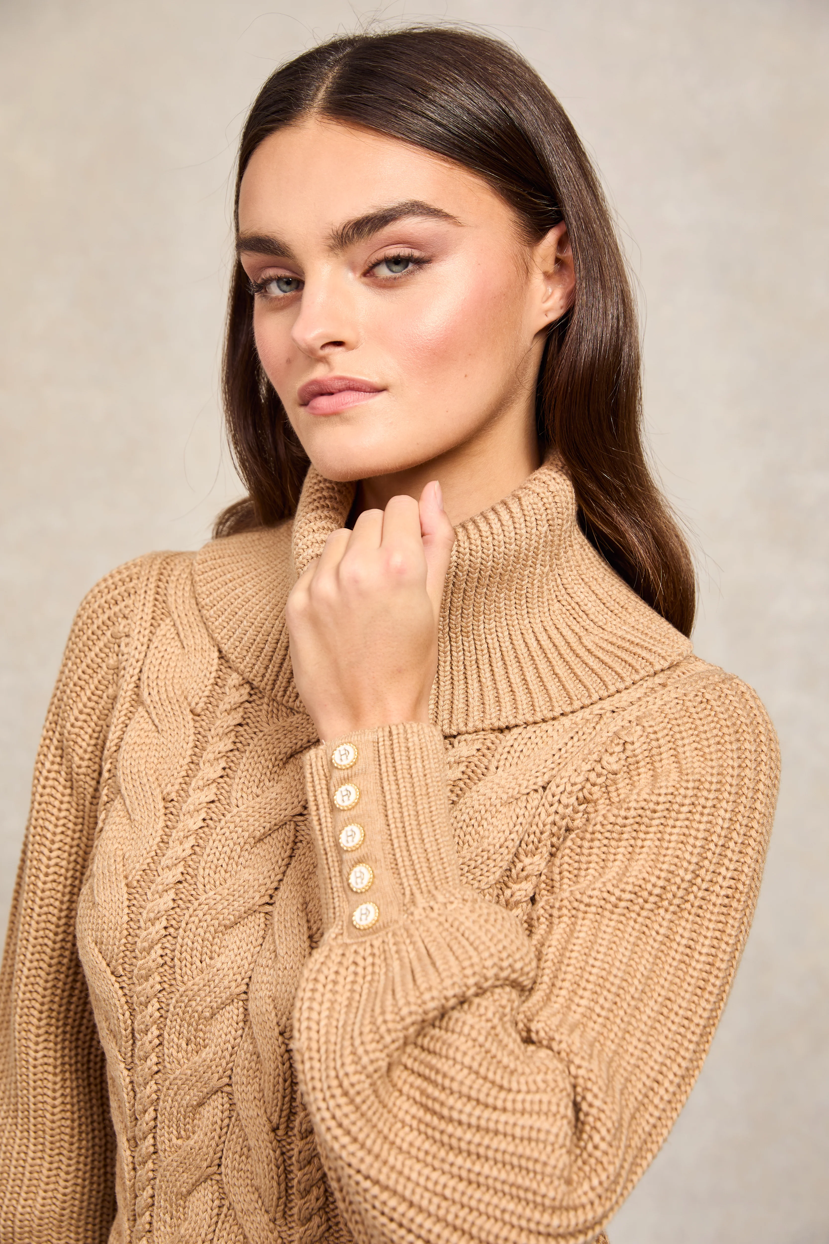 Corded Roll Neck Knit (Camel)