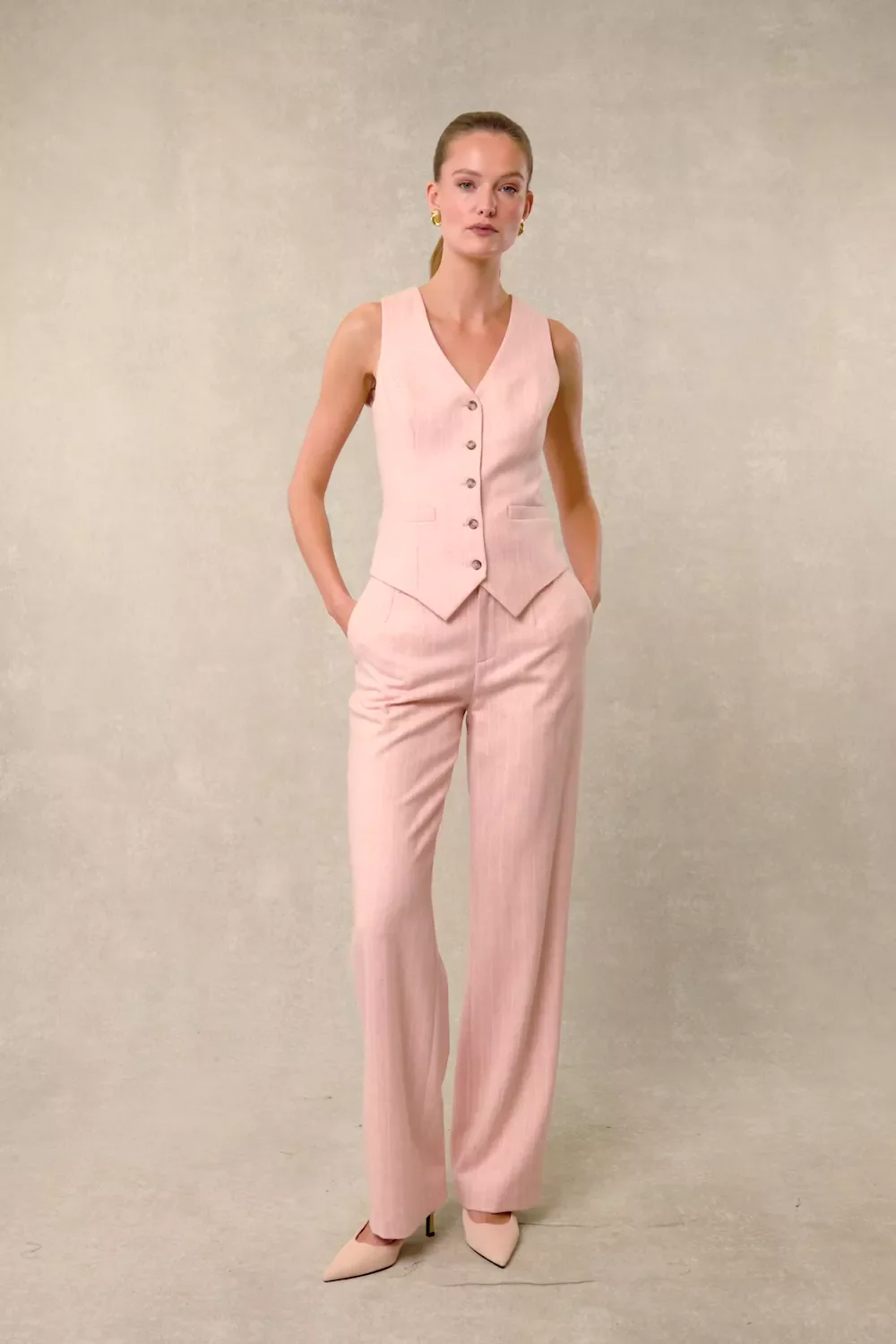 Hampton Waistcoat (Pink Chalk Pinstripe)