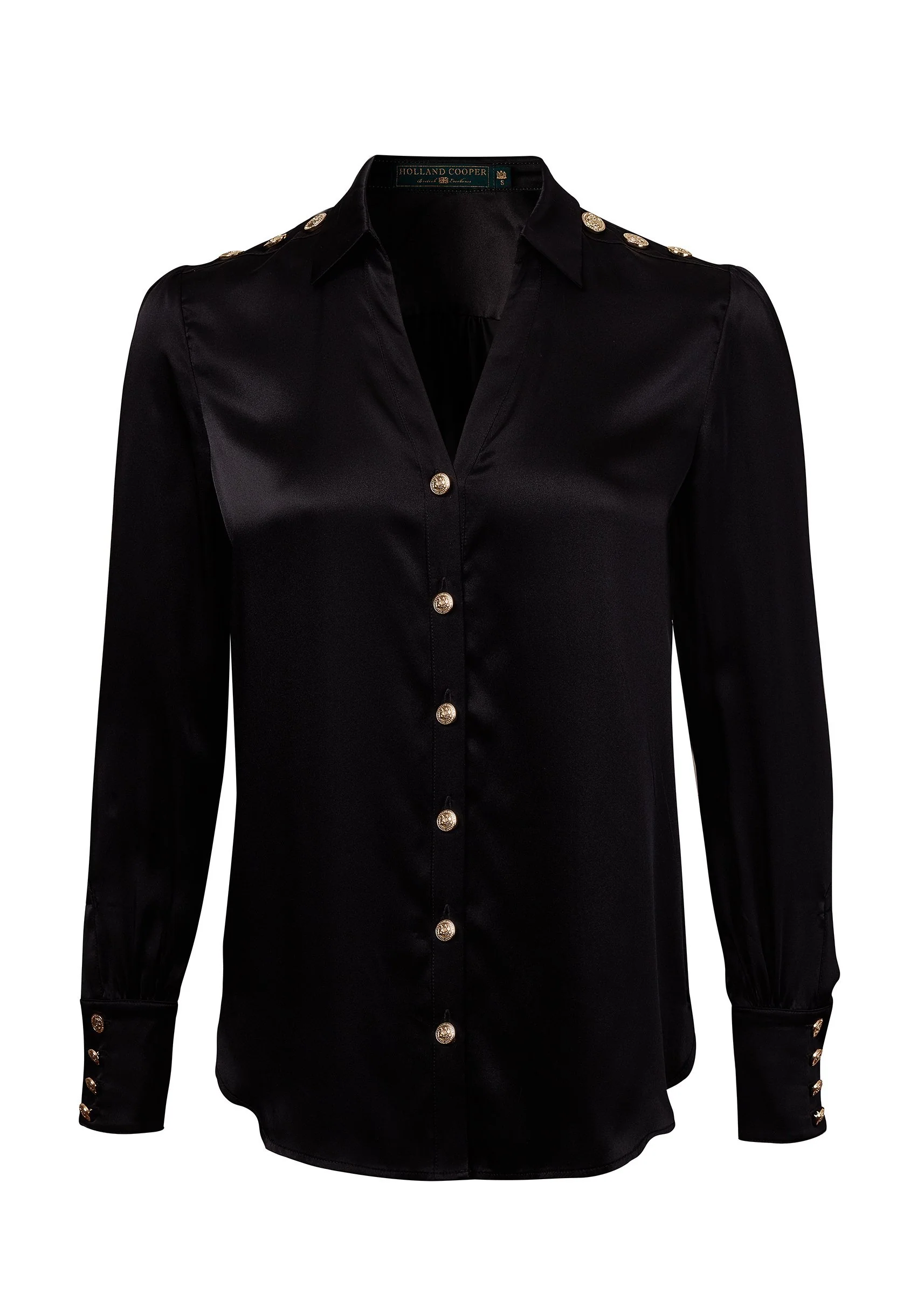 Silk V-Neck Blouse (Black)