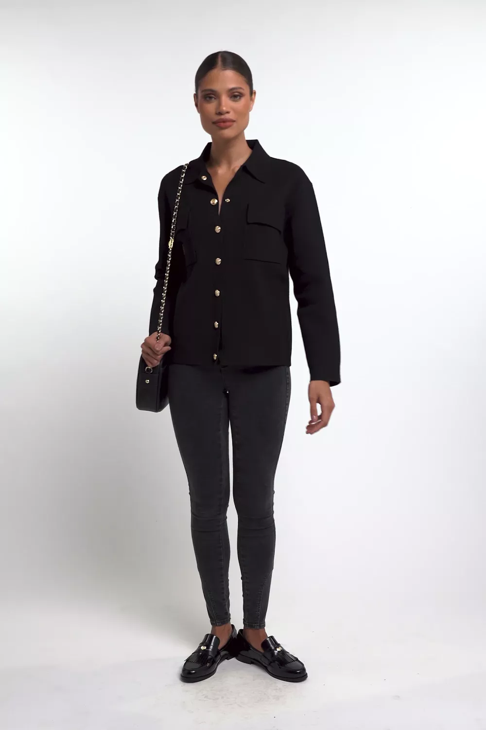 Maria Knitted Overshirt (Black)