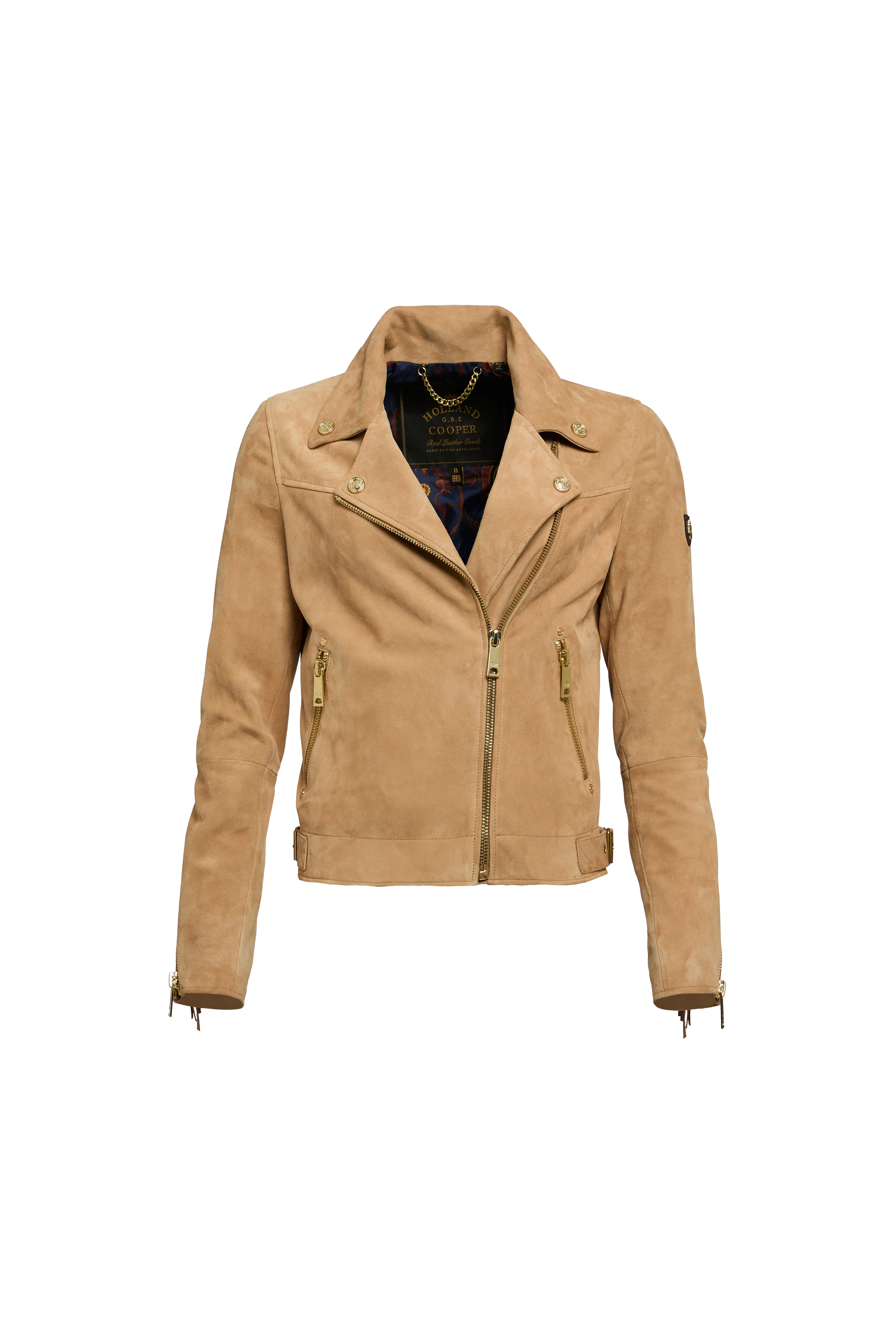 Fringed Suede Biker Jacket (Camel)