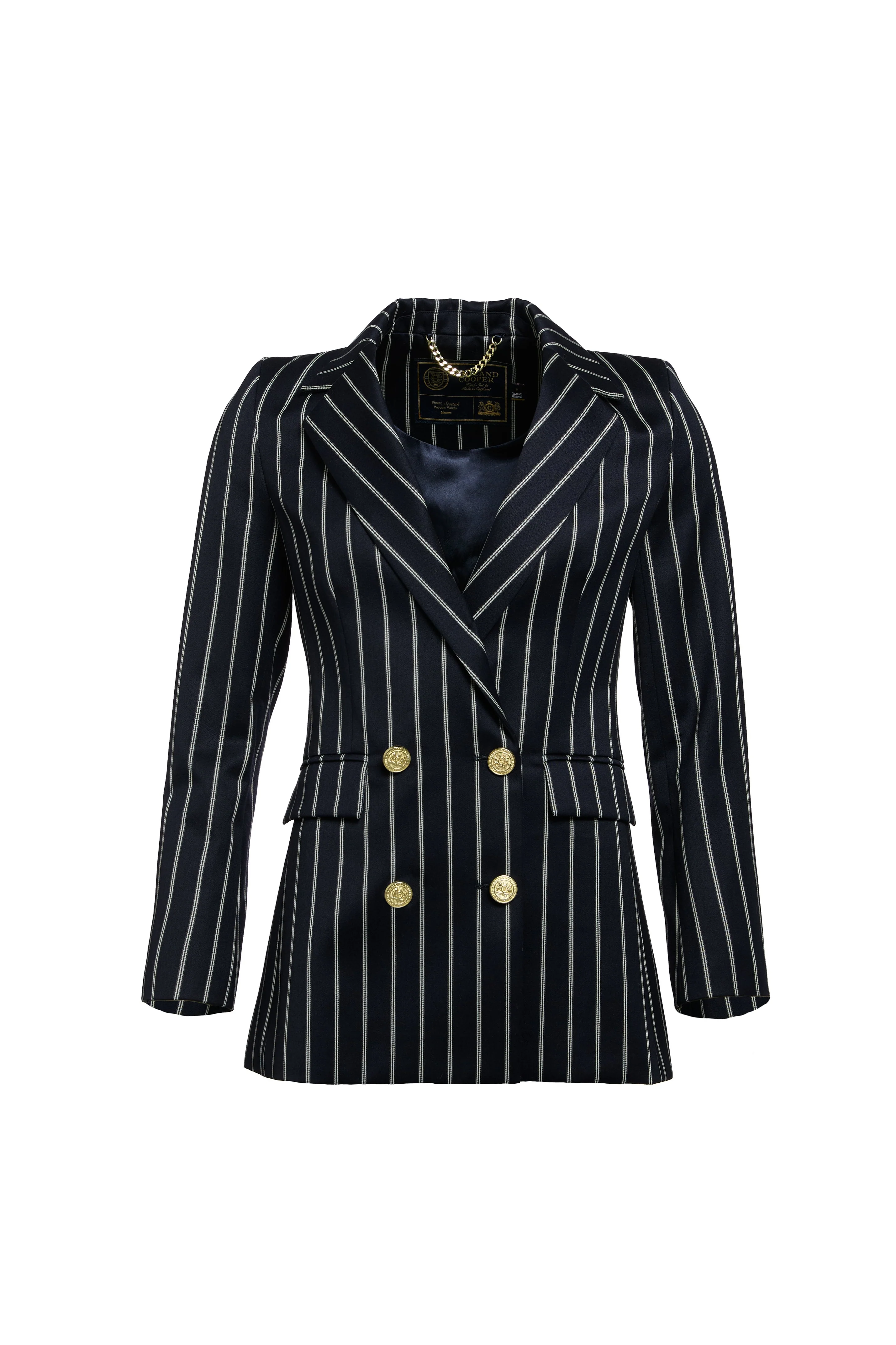 Double Breasted Blazer (Ink Navy Wide Stripe)