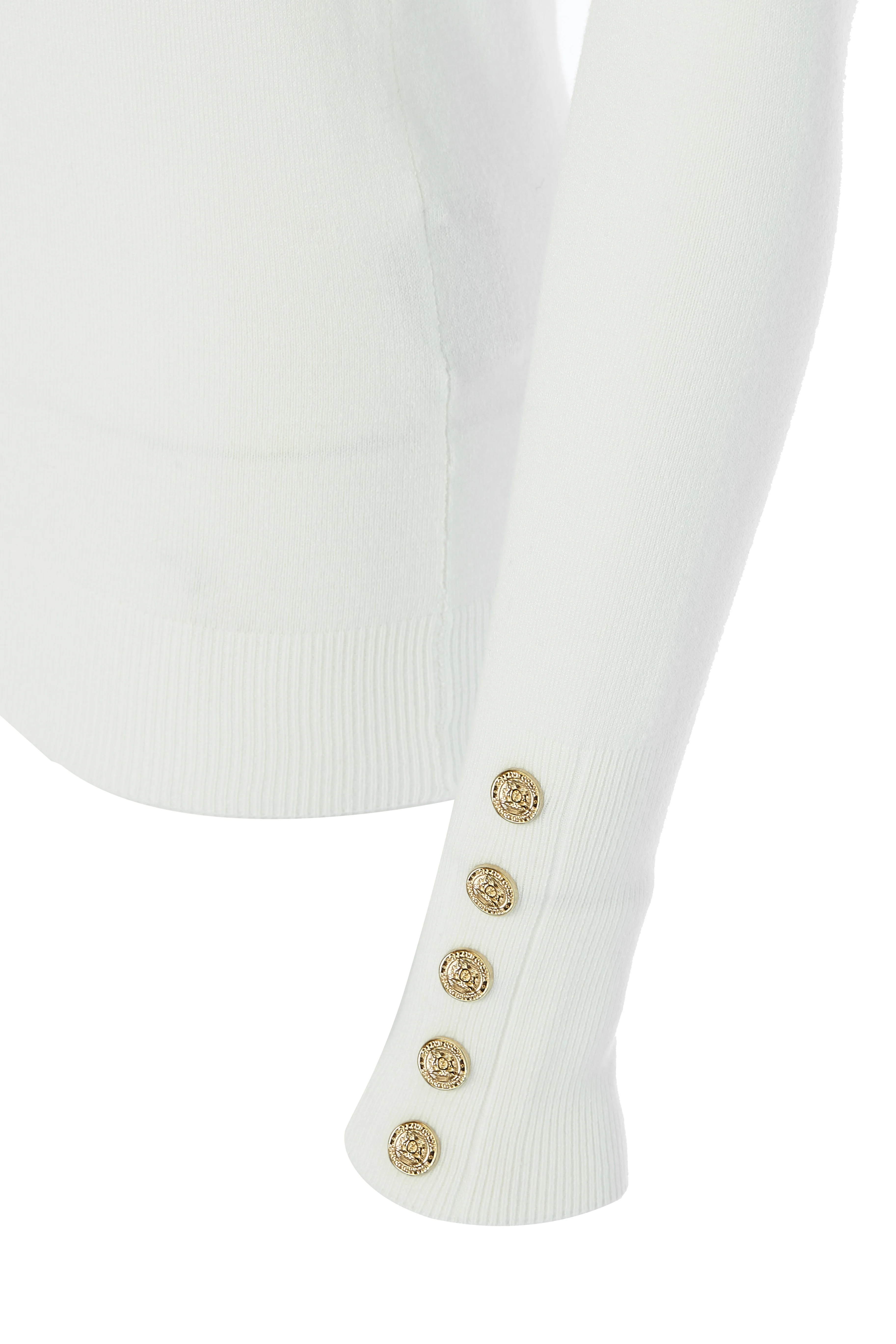 Buttoned Knit Crew Neck (Cream)