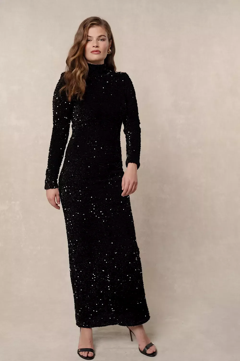 Cara Sequin Maxi Dress (Black Sequin)
