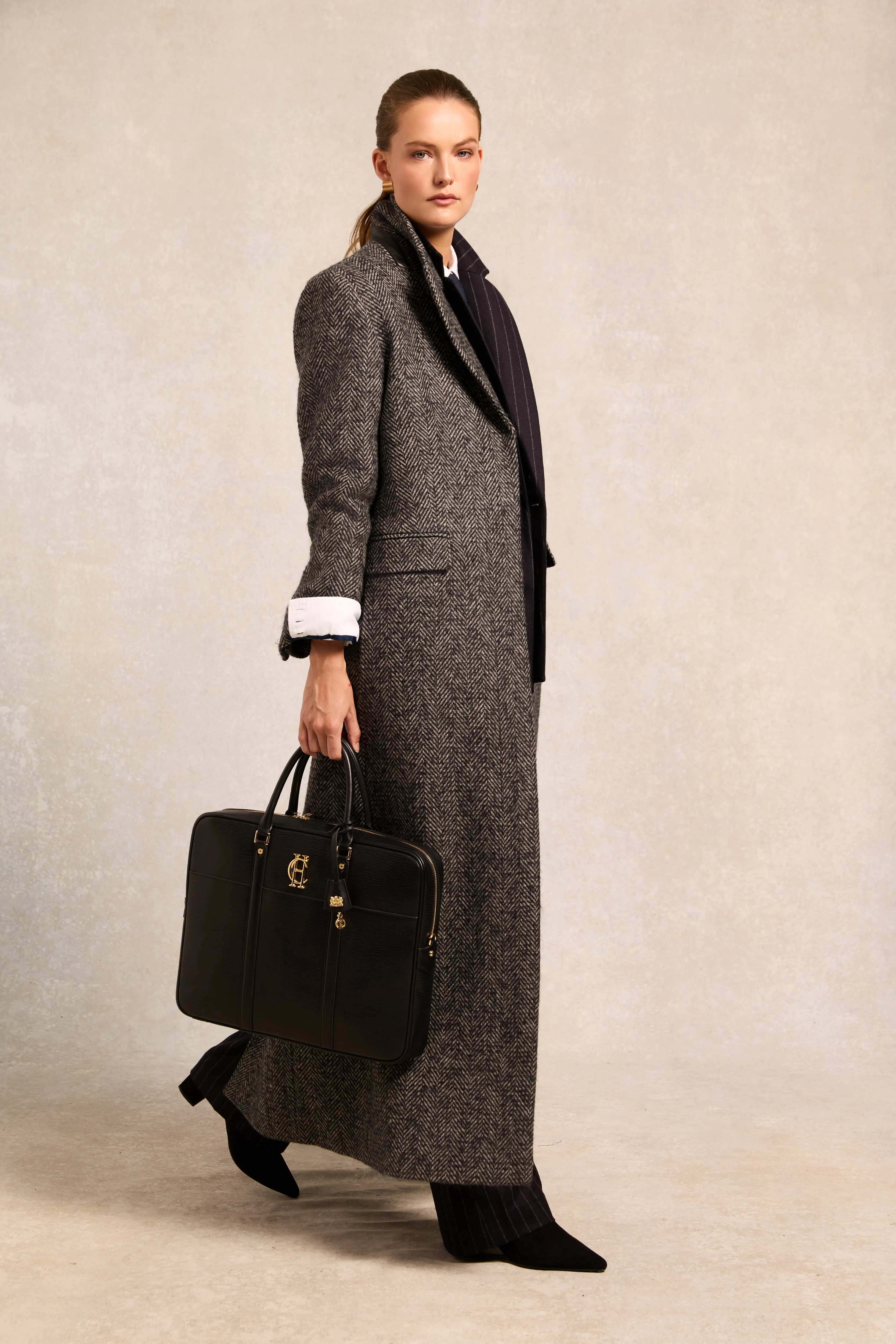 The Kelly Overcoat (Ebony Herringbone)