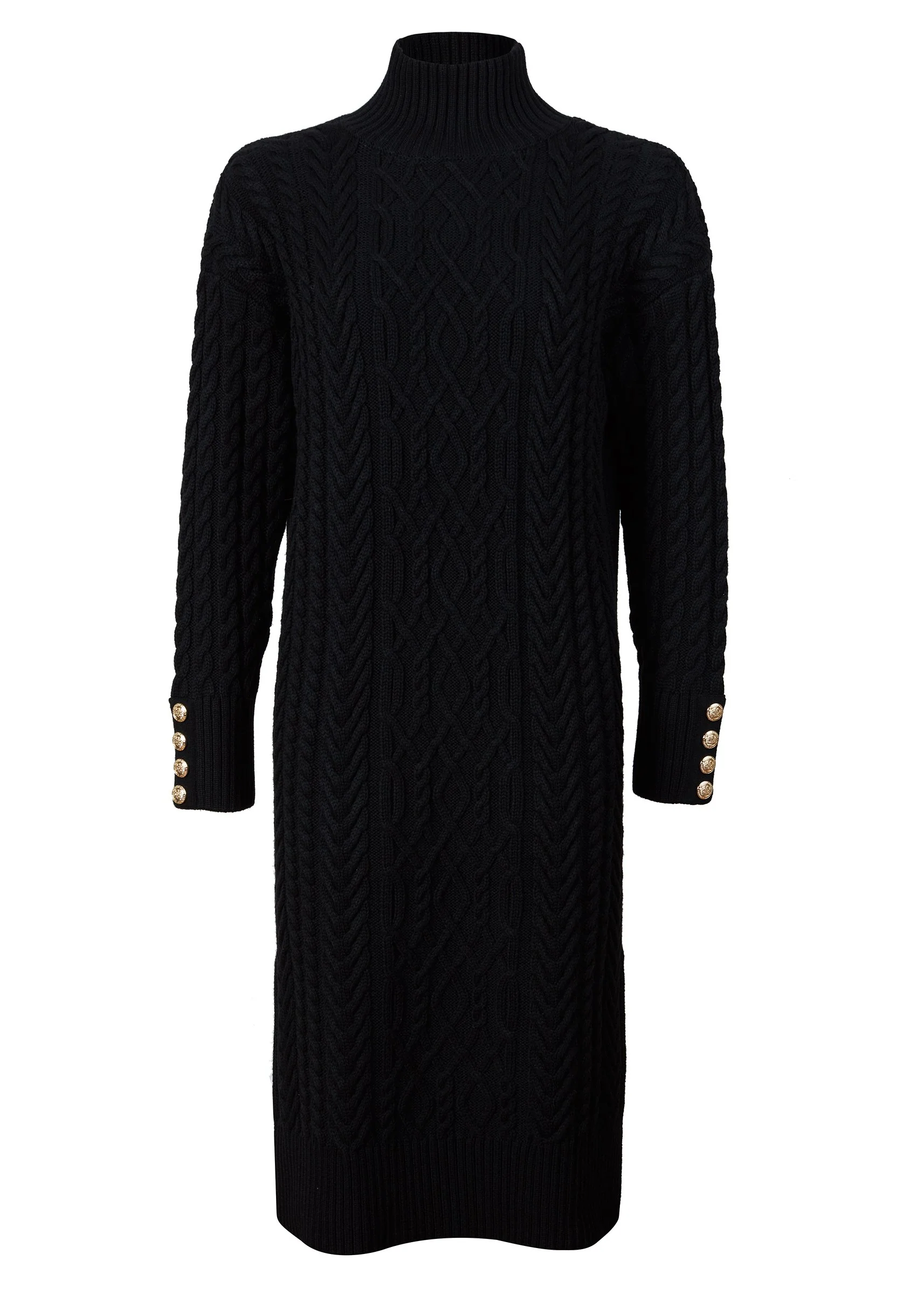 Windsor Cable Midi Dress (Black)