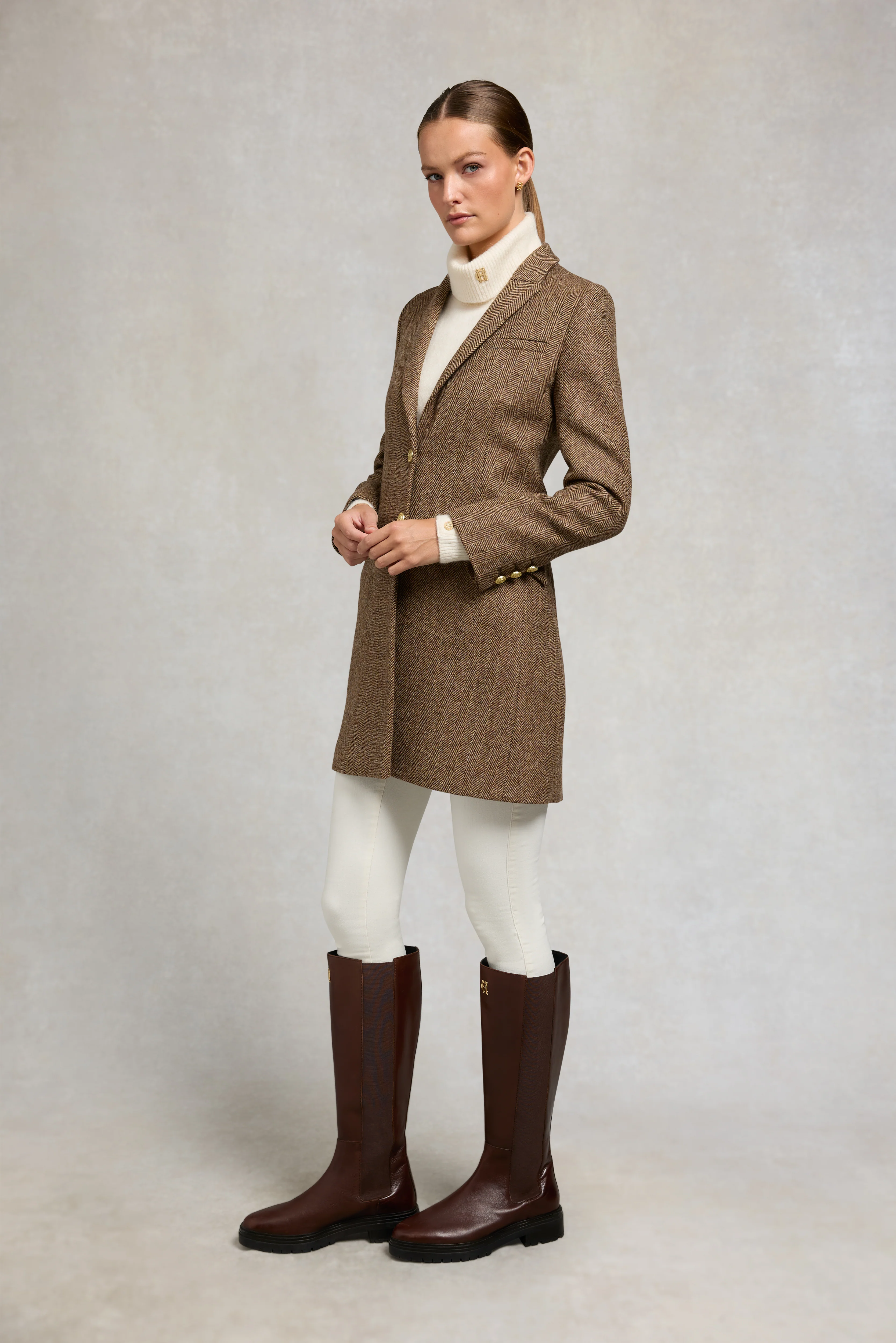 Highgrove Coat (Large Scale Brown Herringbone)
