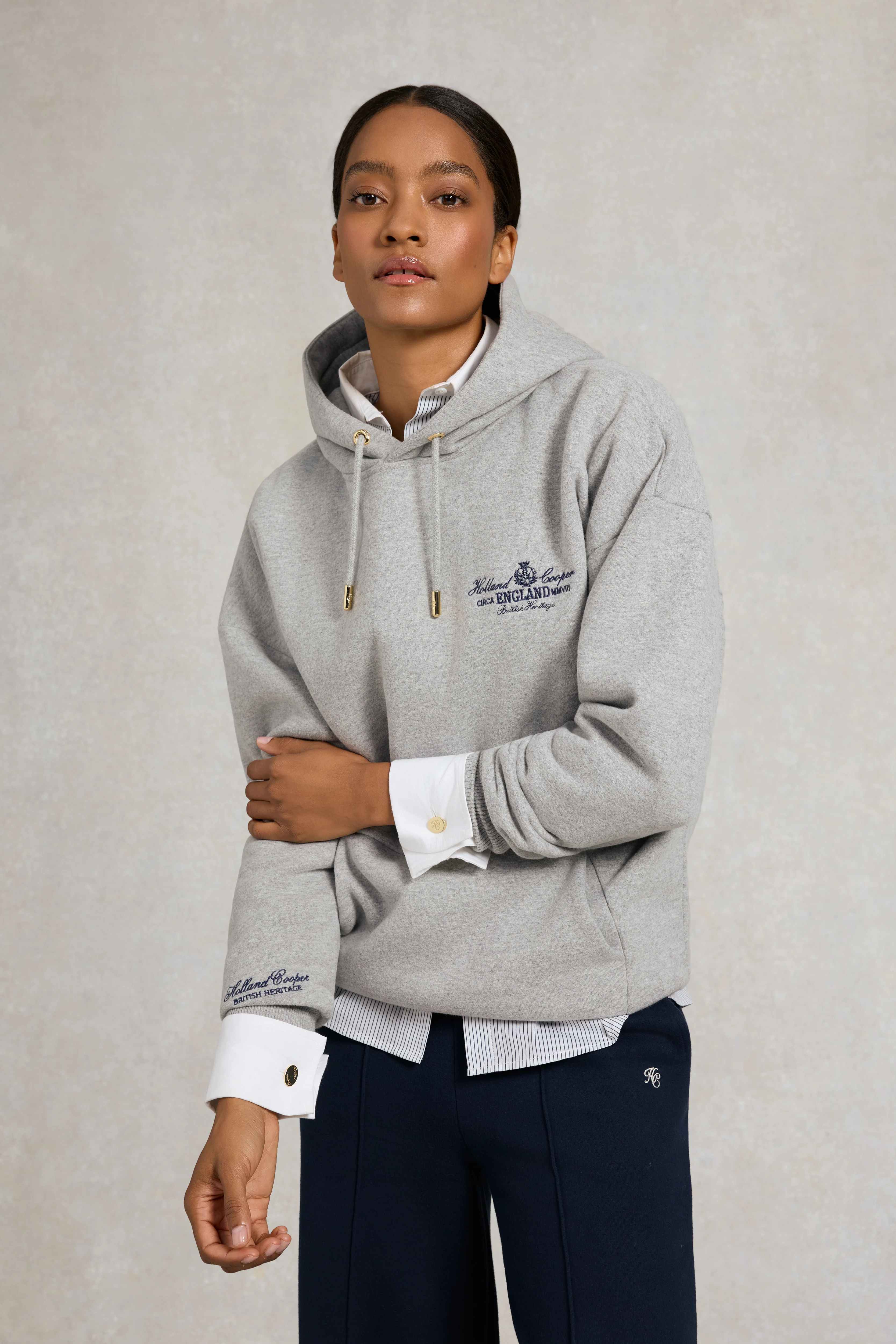 Relaxed Fit Script Hoodie (Grey Marl)
