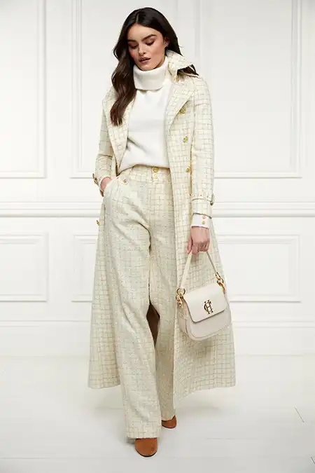 High Waisted Straight Trouser (Ivory Sparkle Tweed)