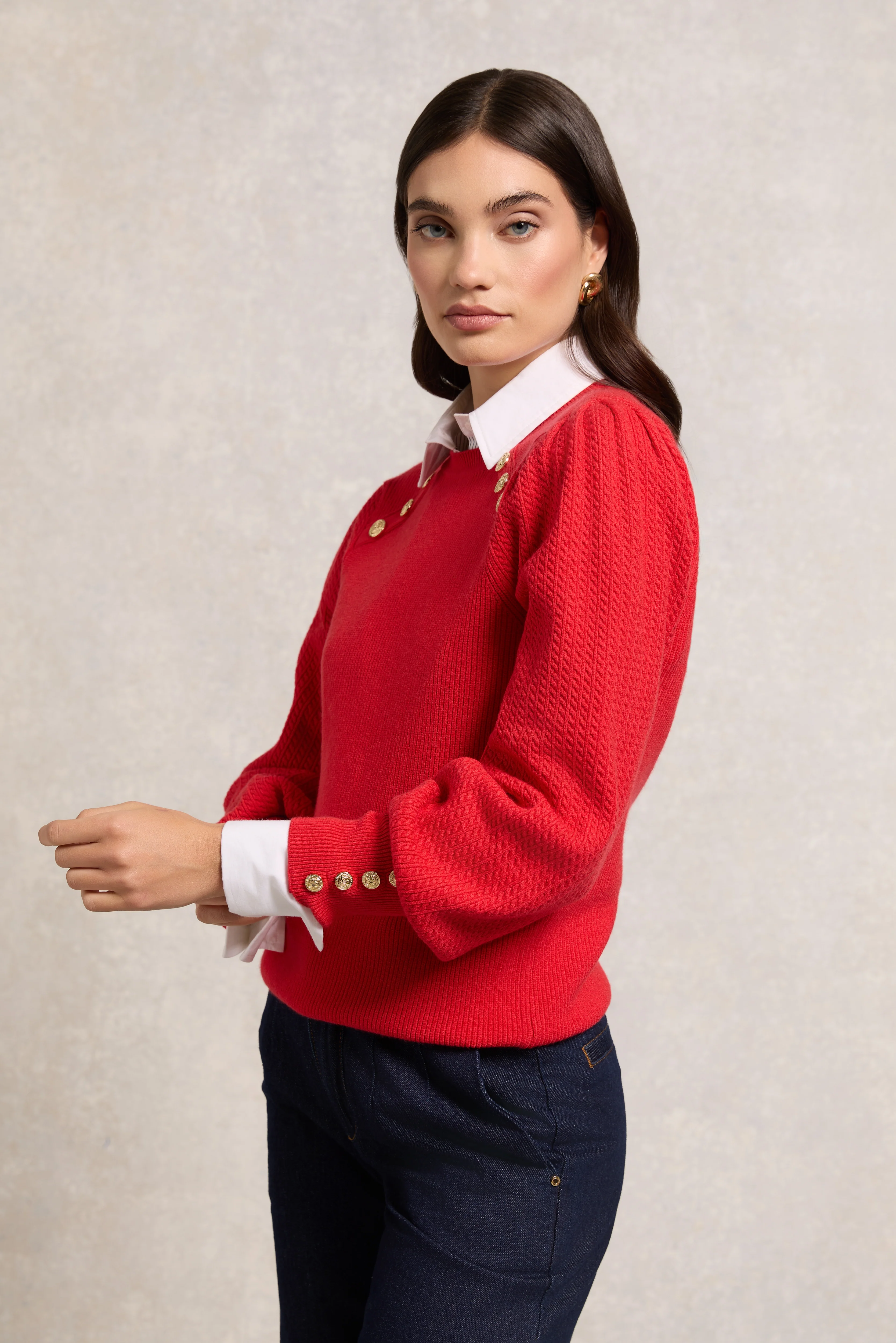 Naomi Crew Neck Knit (Hot Coral)