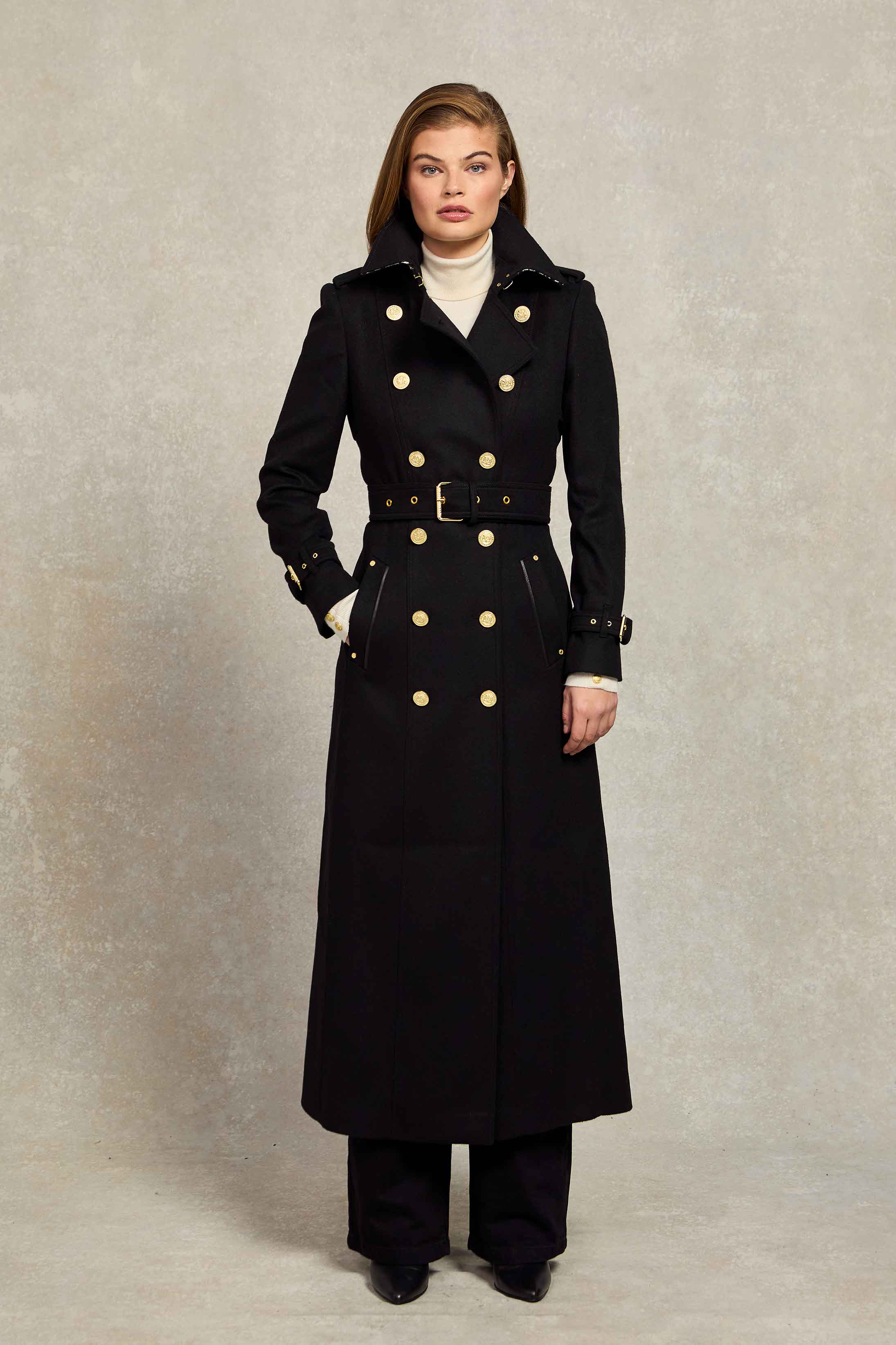 Full Length Marlborough Trench Coat (Soft Black)