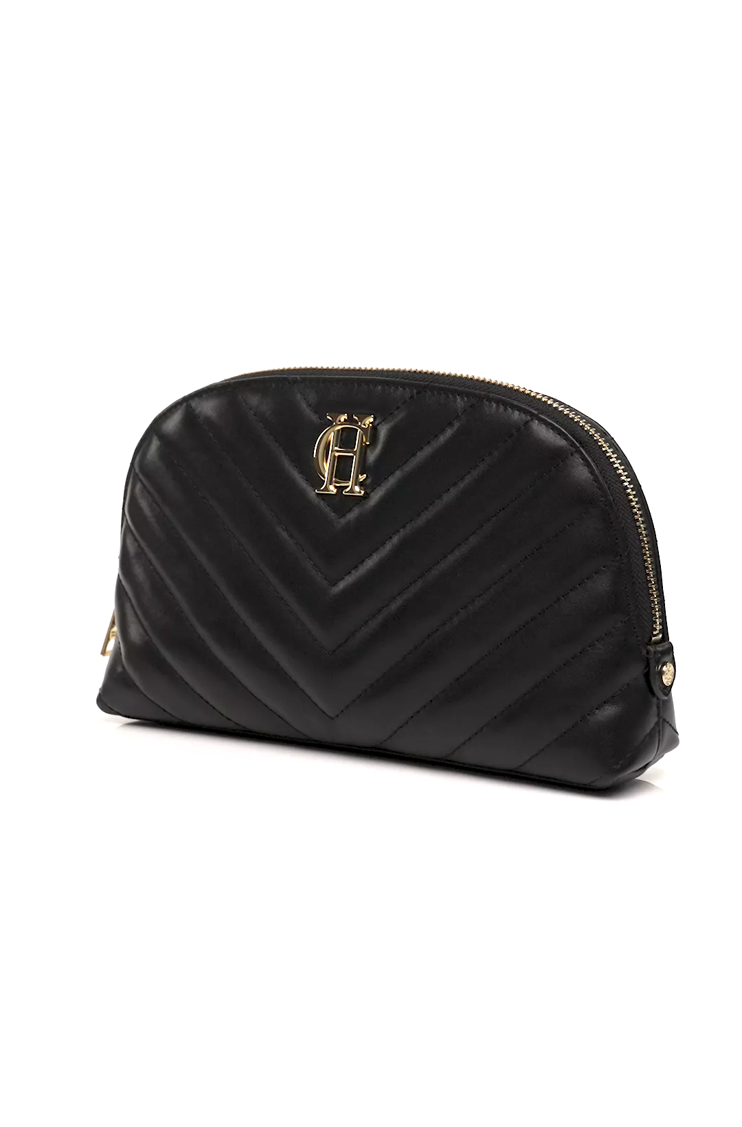 Chelsea Makeup Bag (Black Leather Quilt)