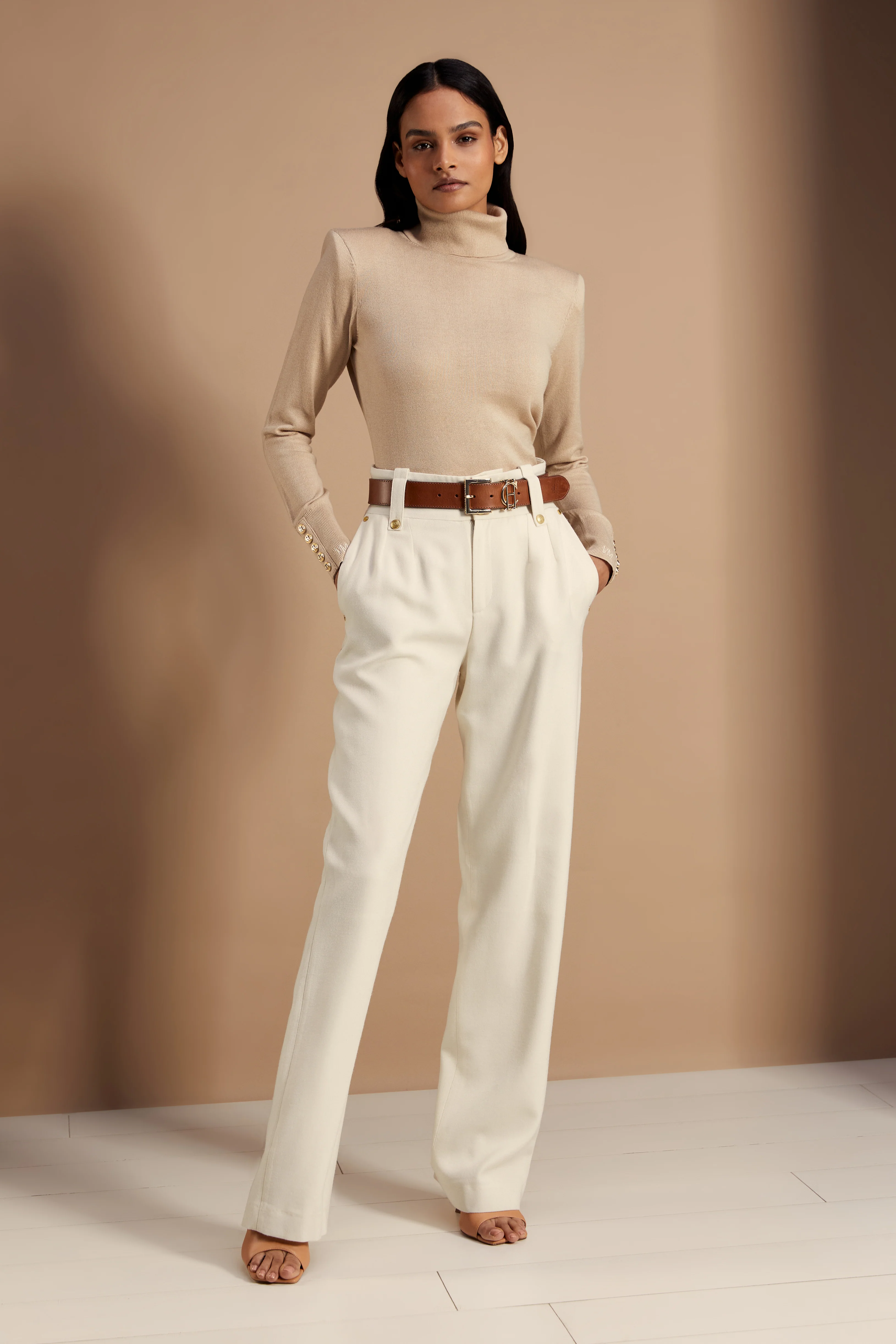 Victoria Cashmere Roll Neck (Stone)