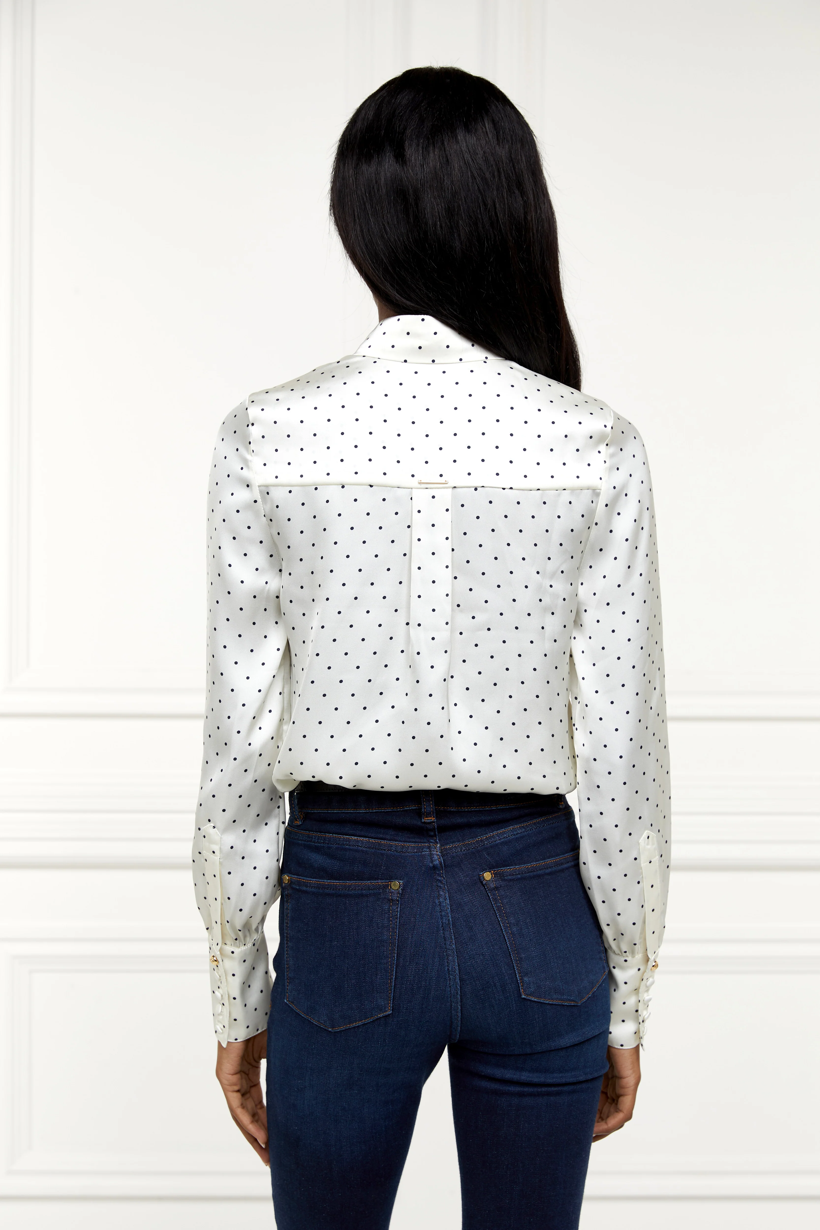 Penny Satin Shirt (Cream Polka Dot)