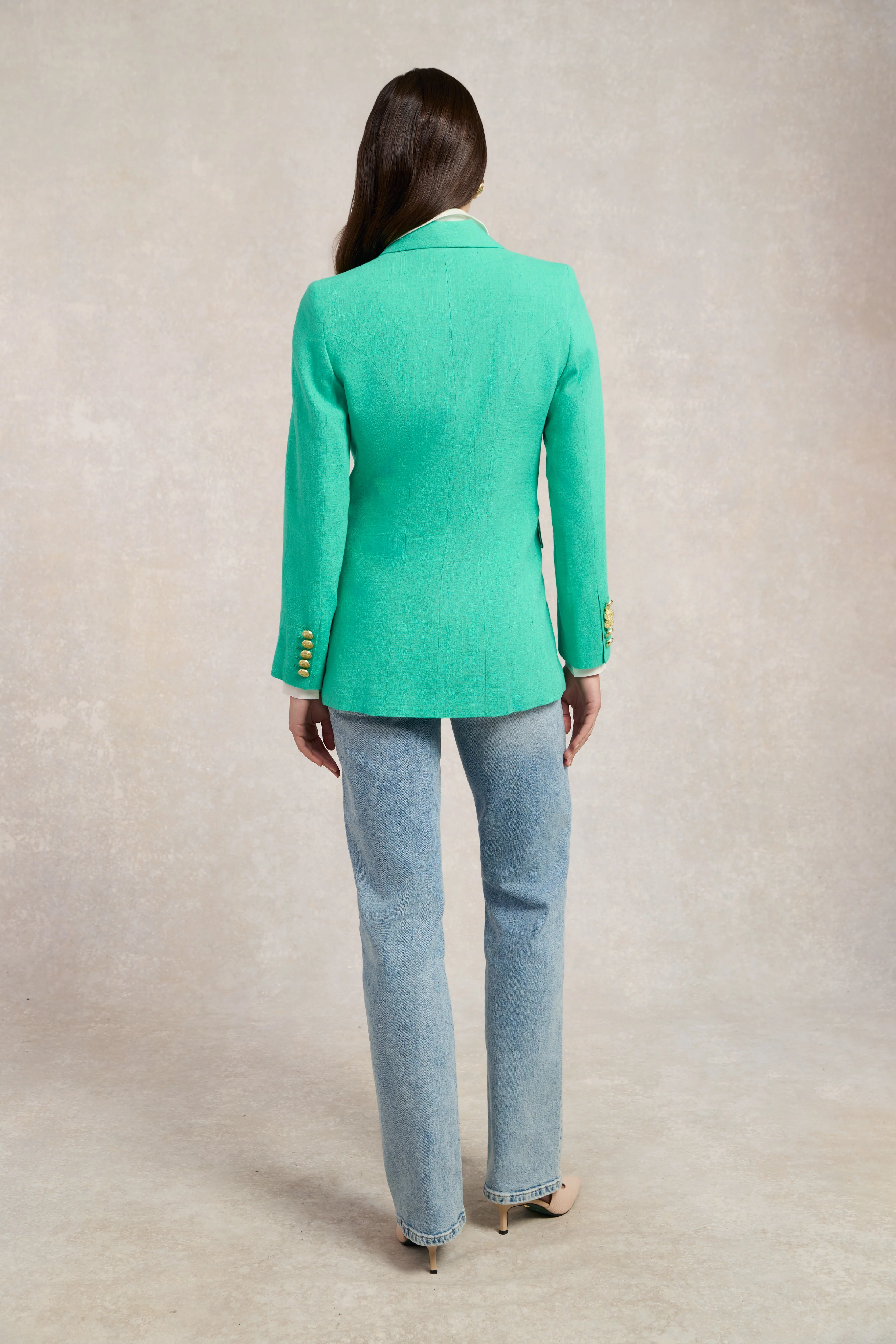 Double Breasted Blazer (Jade Linen)