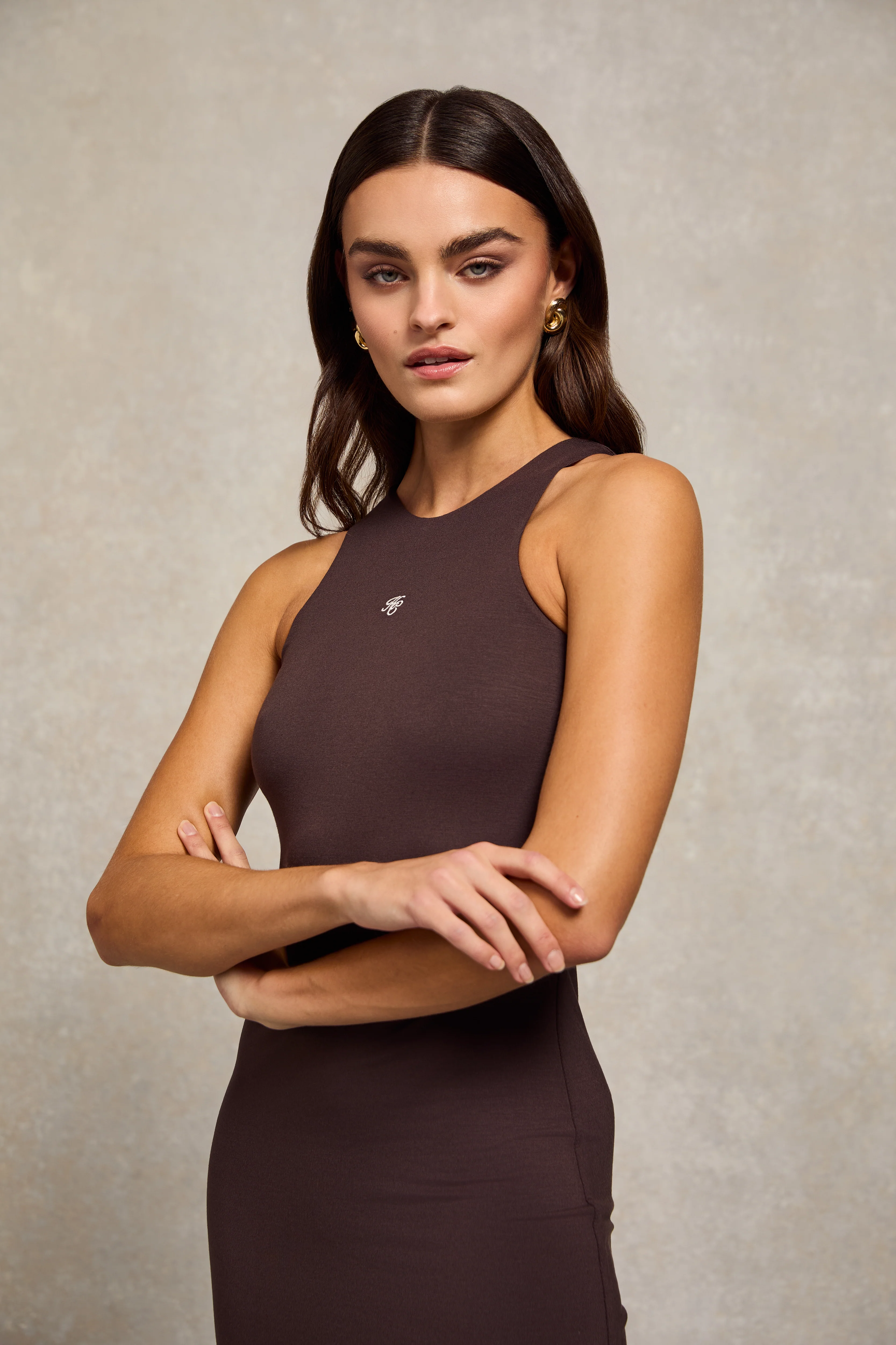 Monogram Maxi Dress (Chocolate)