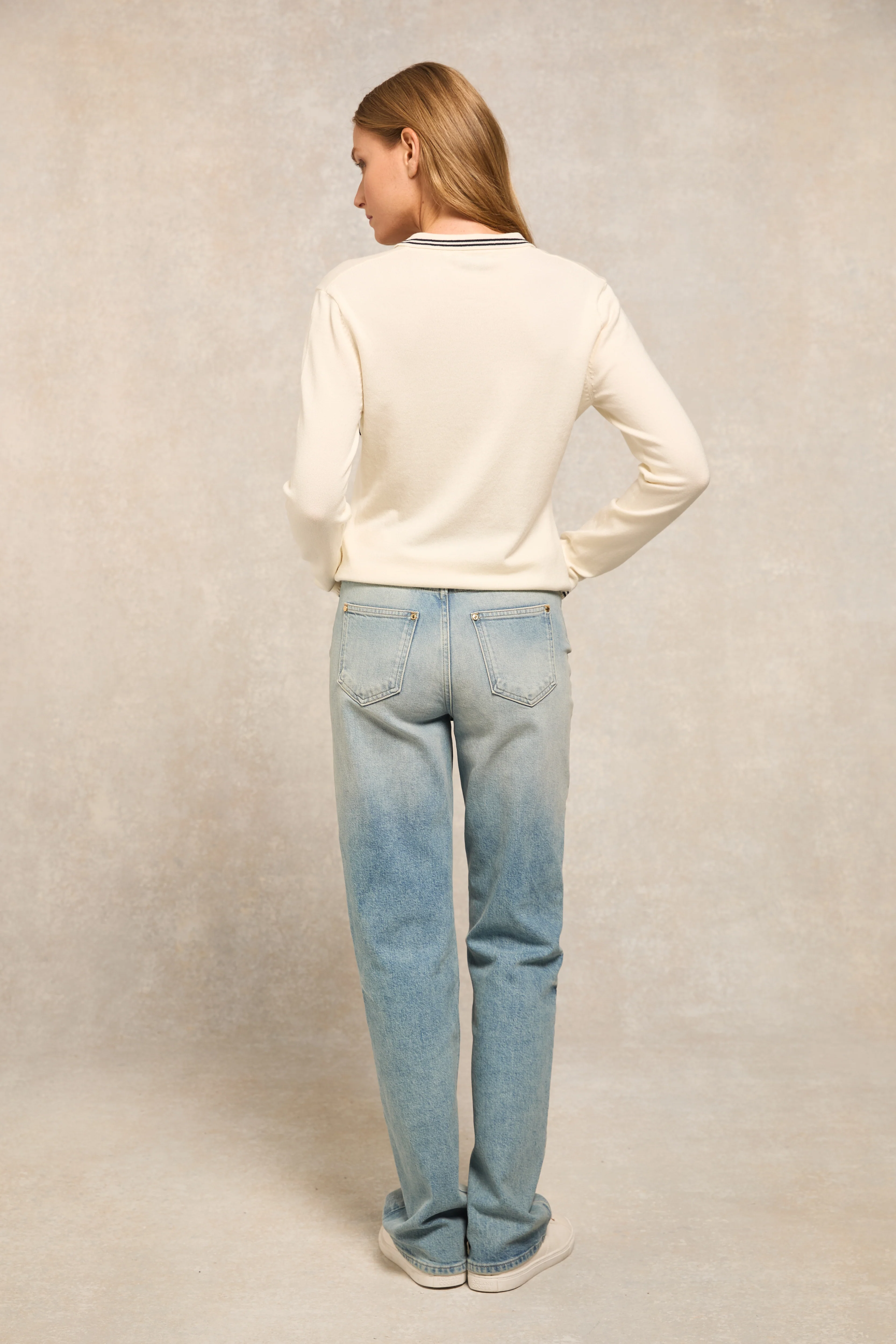 Layla Long Sleeve Knitted Polo (Natural)