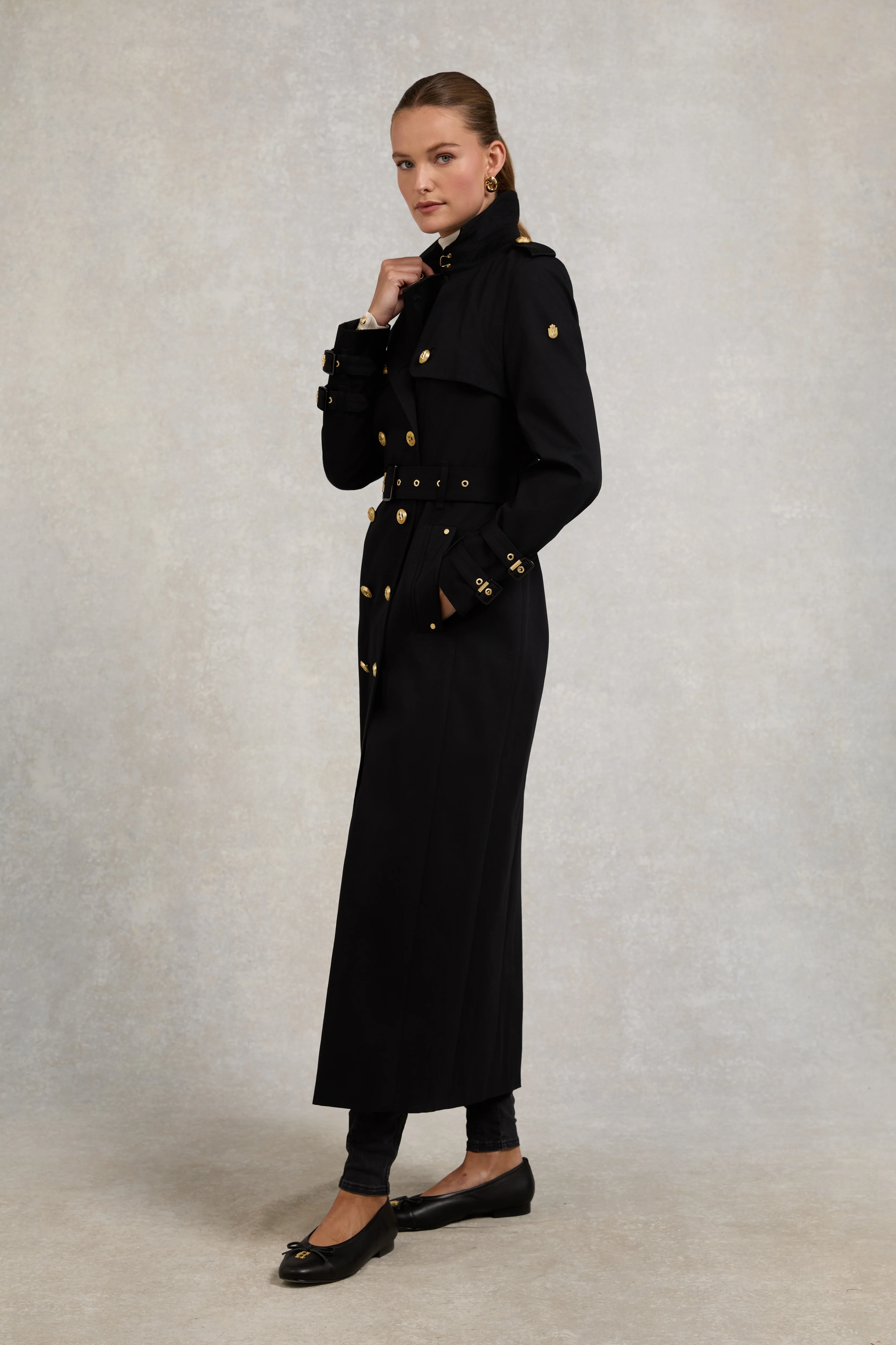 Gatcombe Full Length Trench Coat (Black)