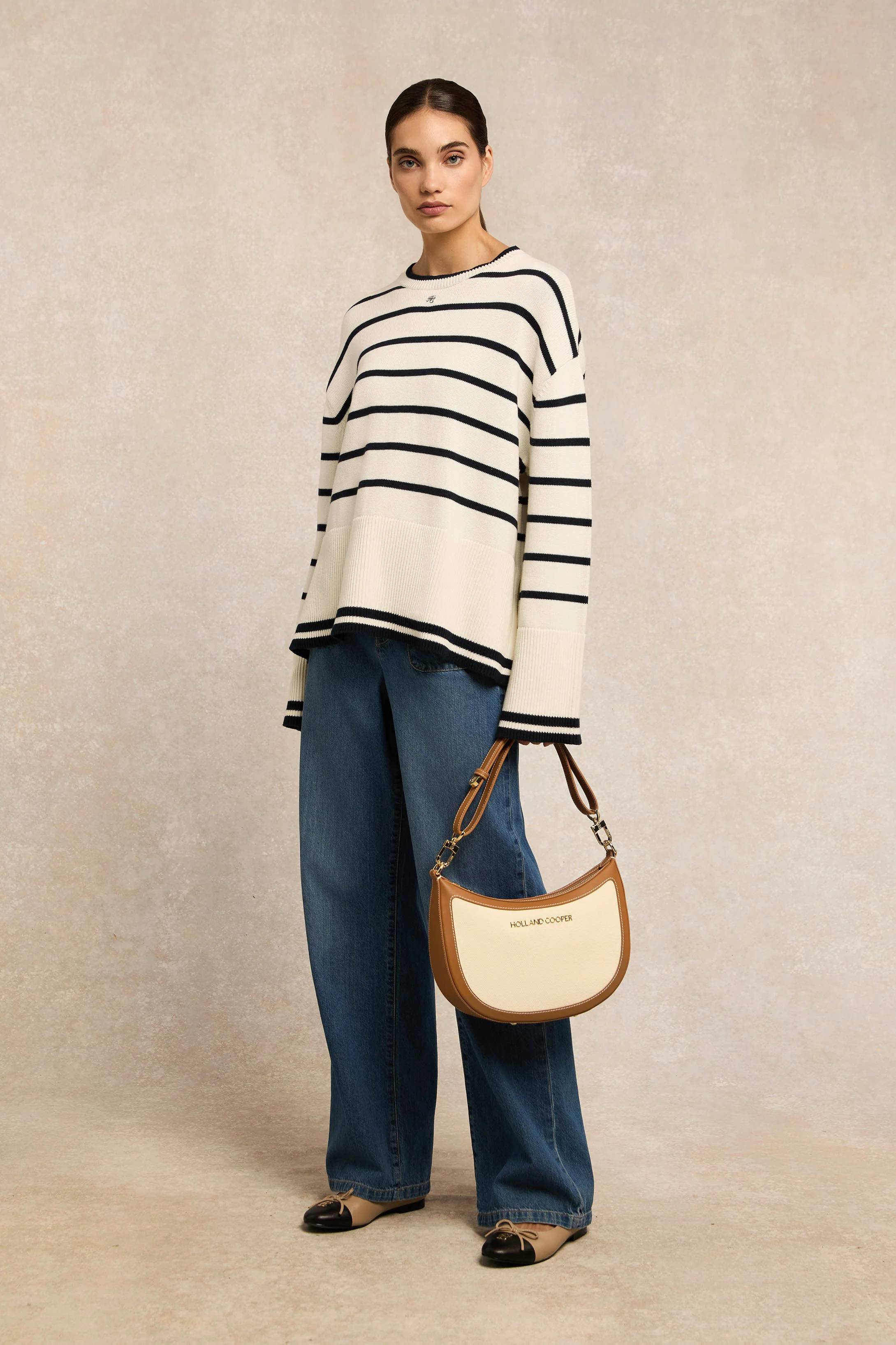 Antonia Crew Neck Knit (Natural Stripe)