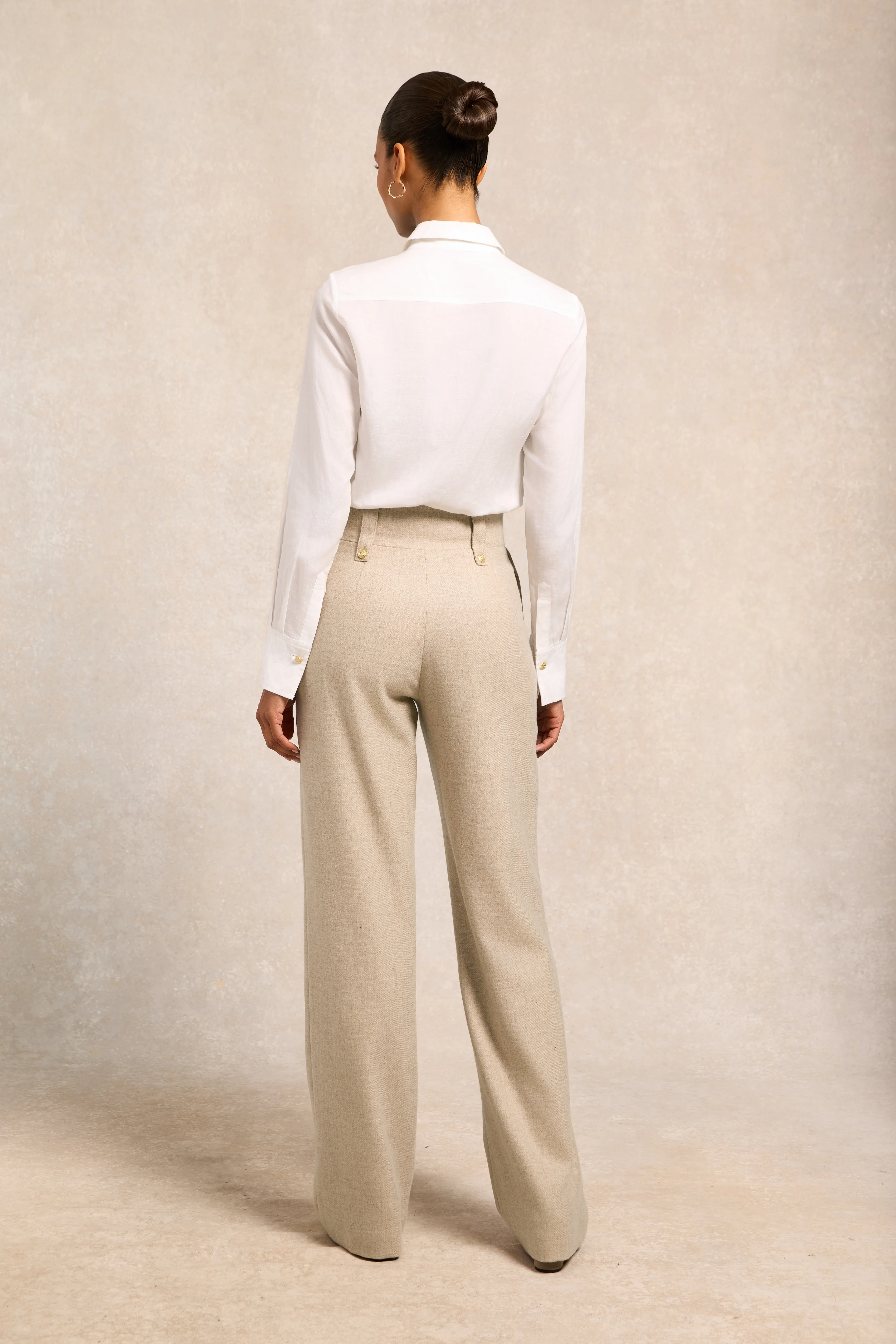 High Waisted Straight Trouser (Oatmeal)