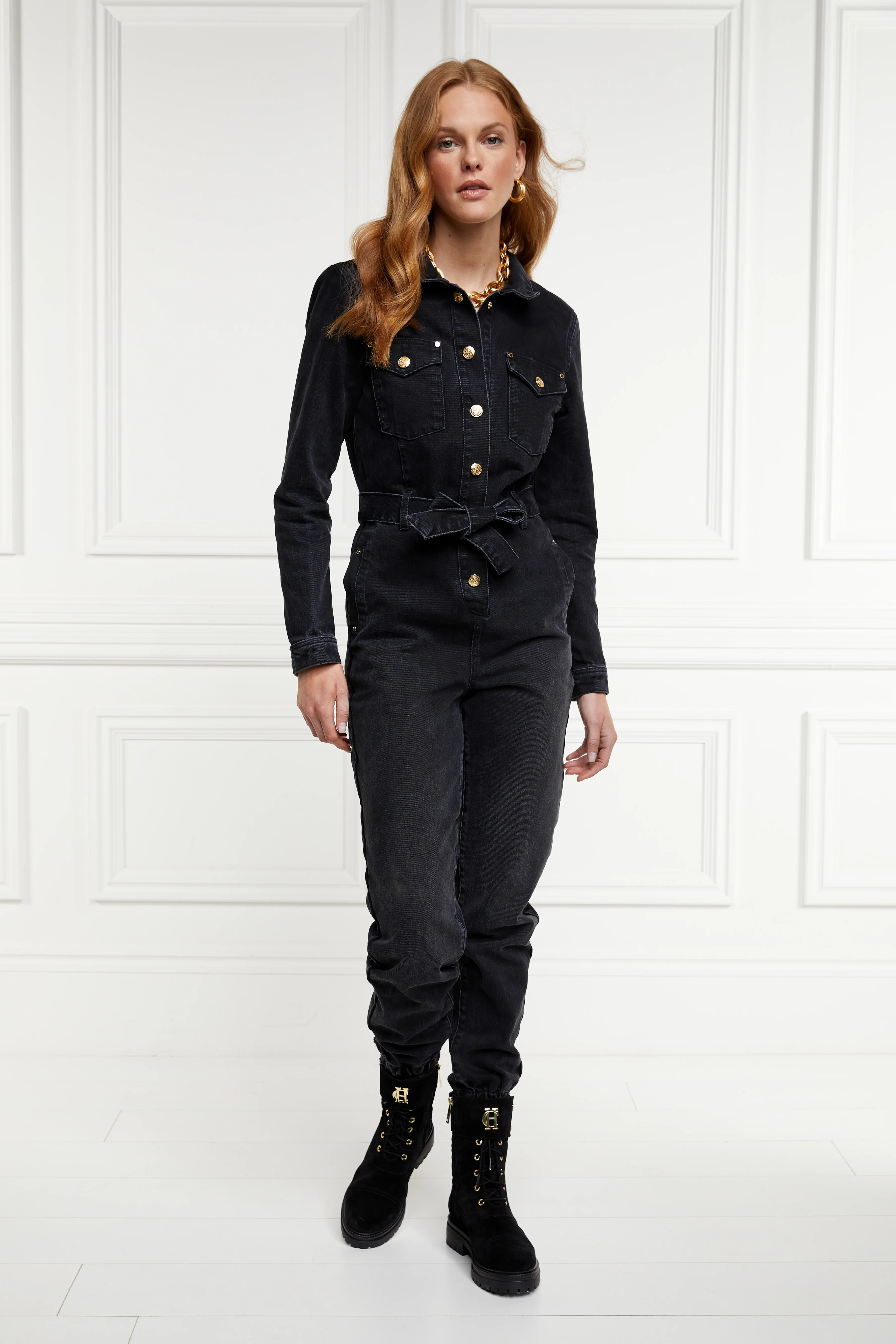 Denim Jumpsuit (Washed Black)