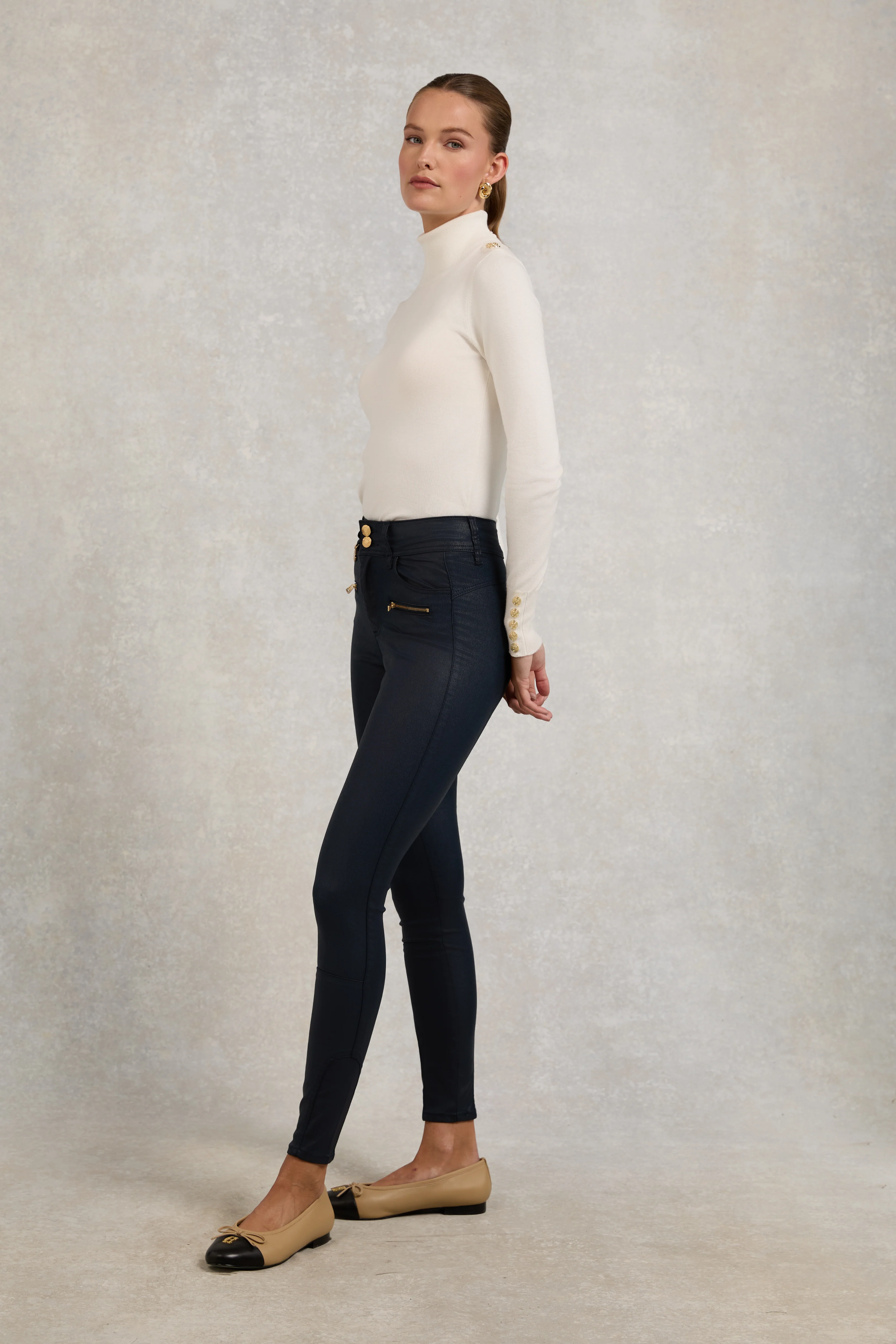 Coated Jodhpur Jean (Navy)