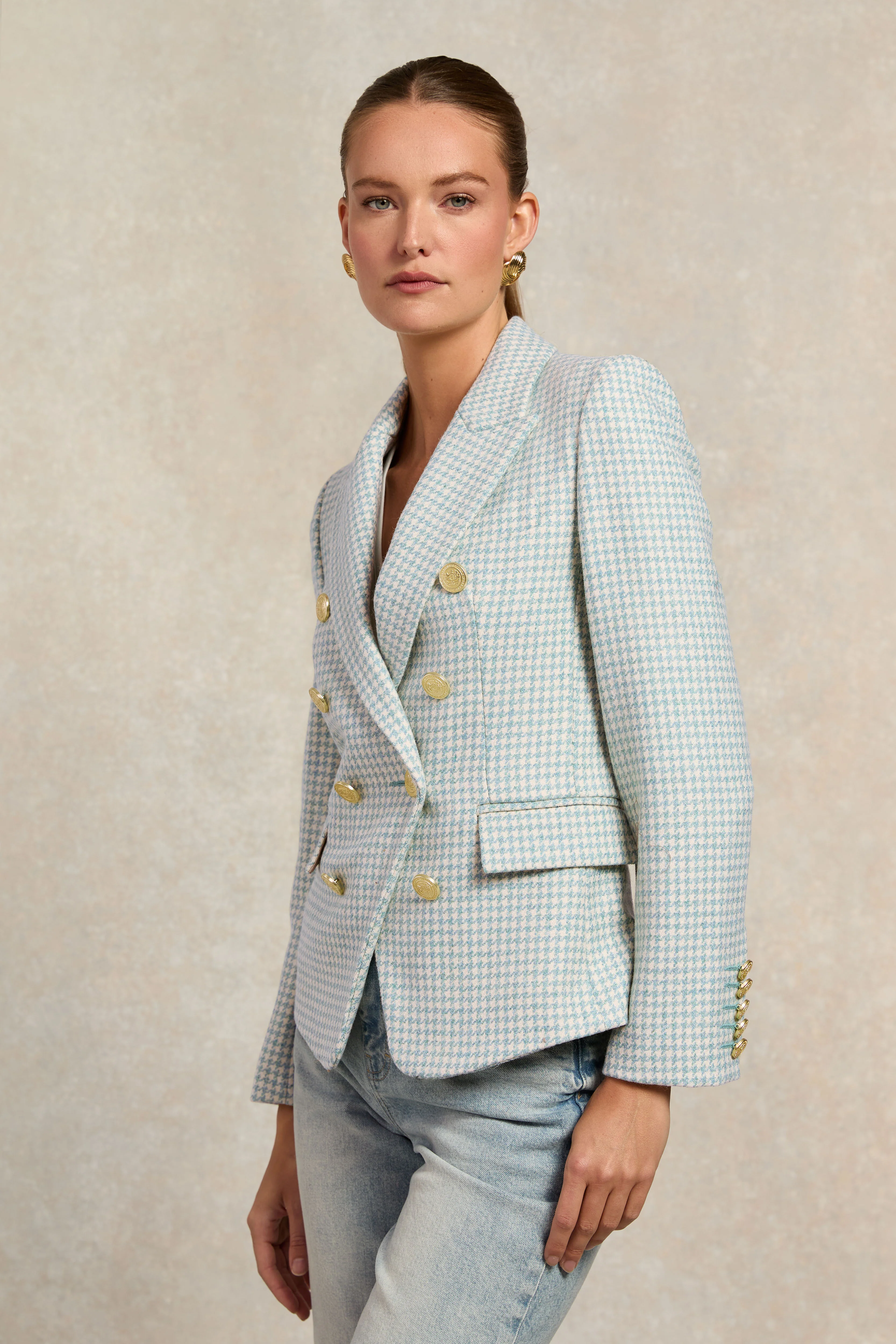Knightsbridge Blazer (Teal Houndstooth)