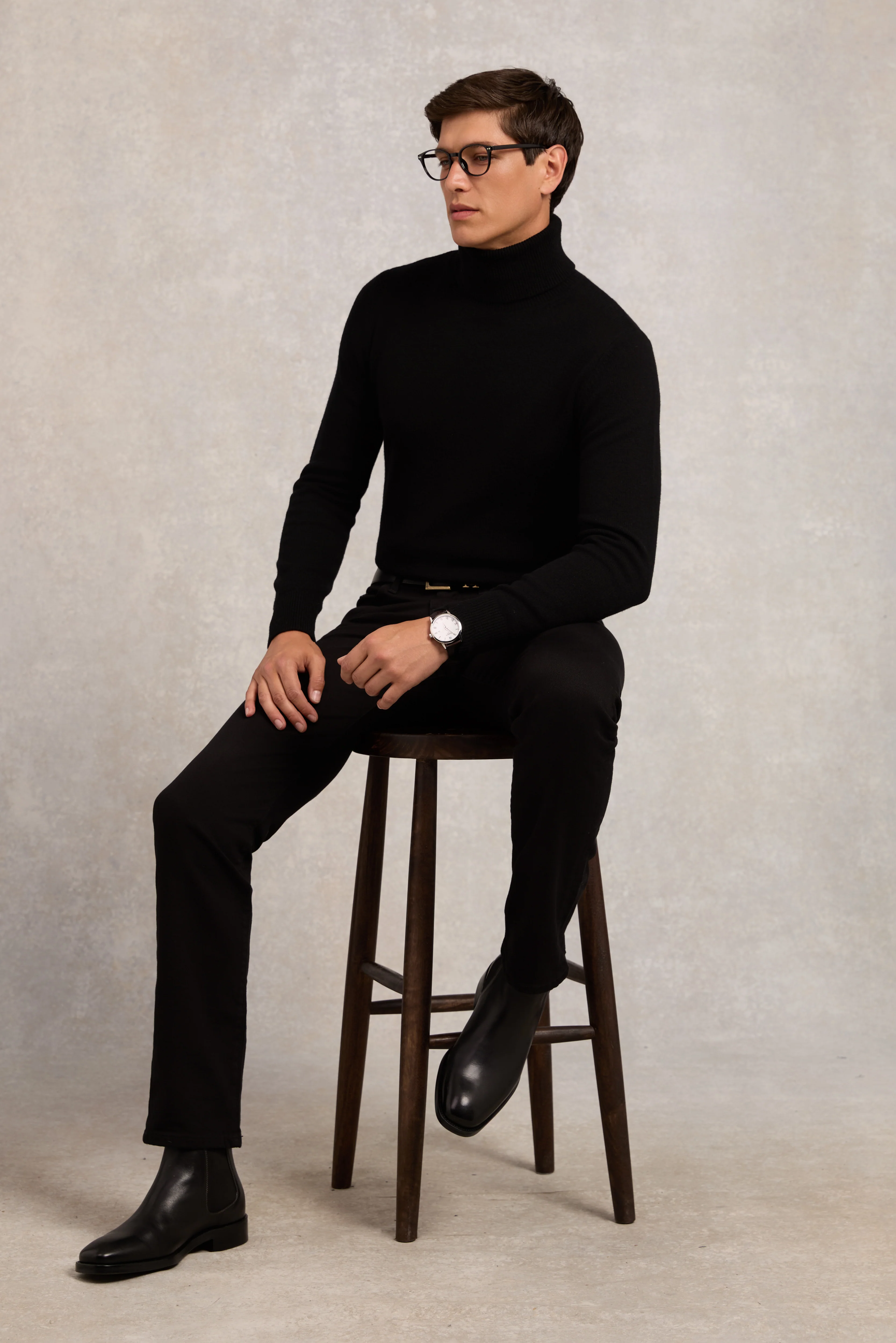 Fine Roll Neck Knit (Black)