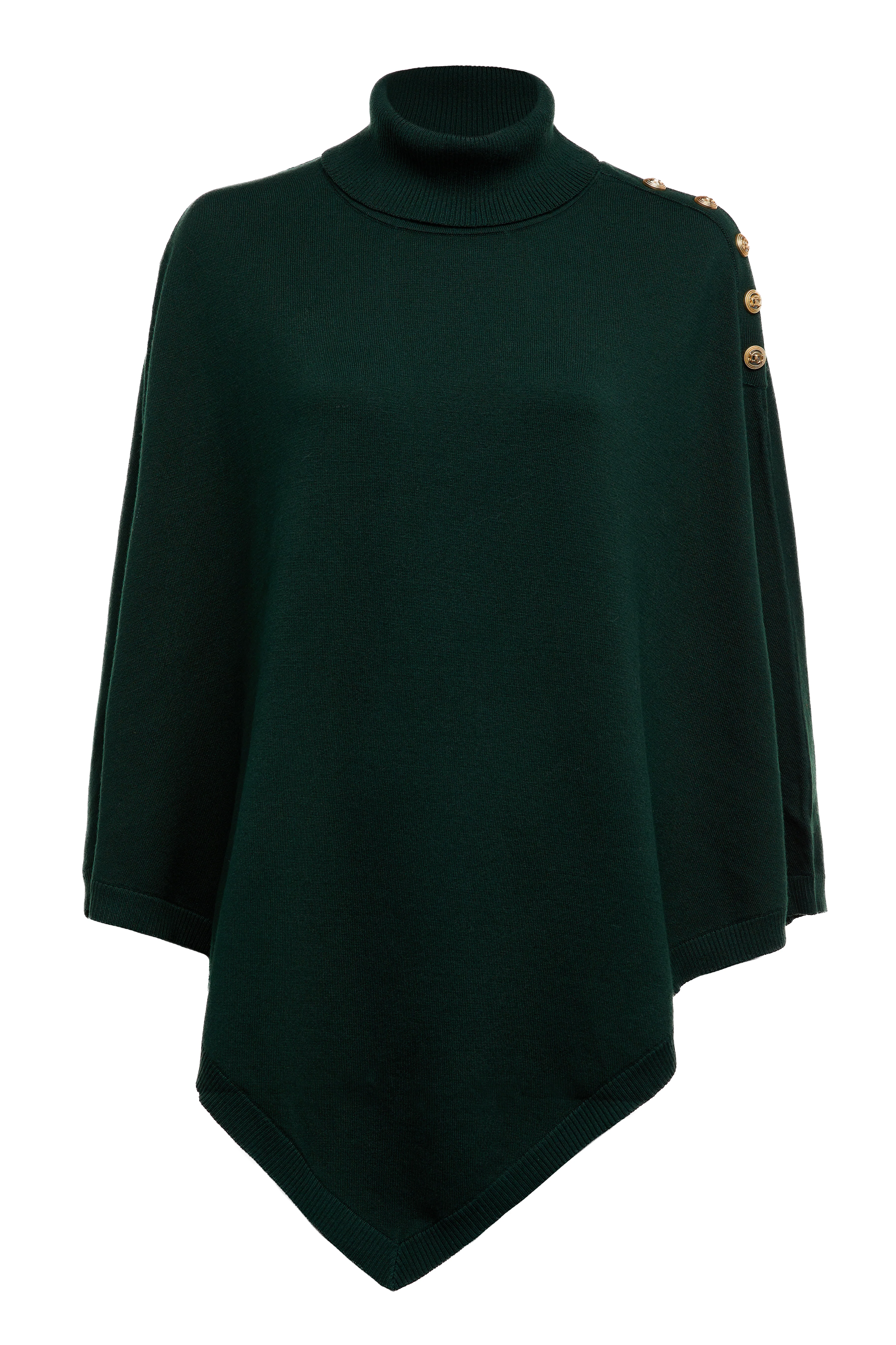 Roll Neck Cape (Deep Emerald)