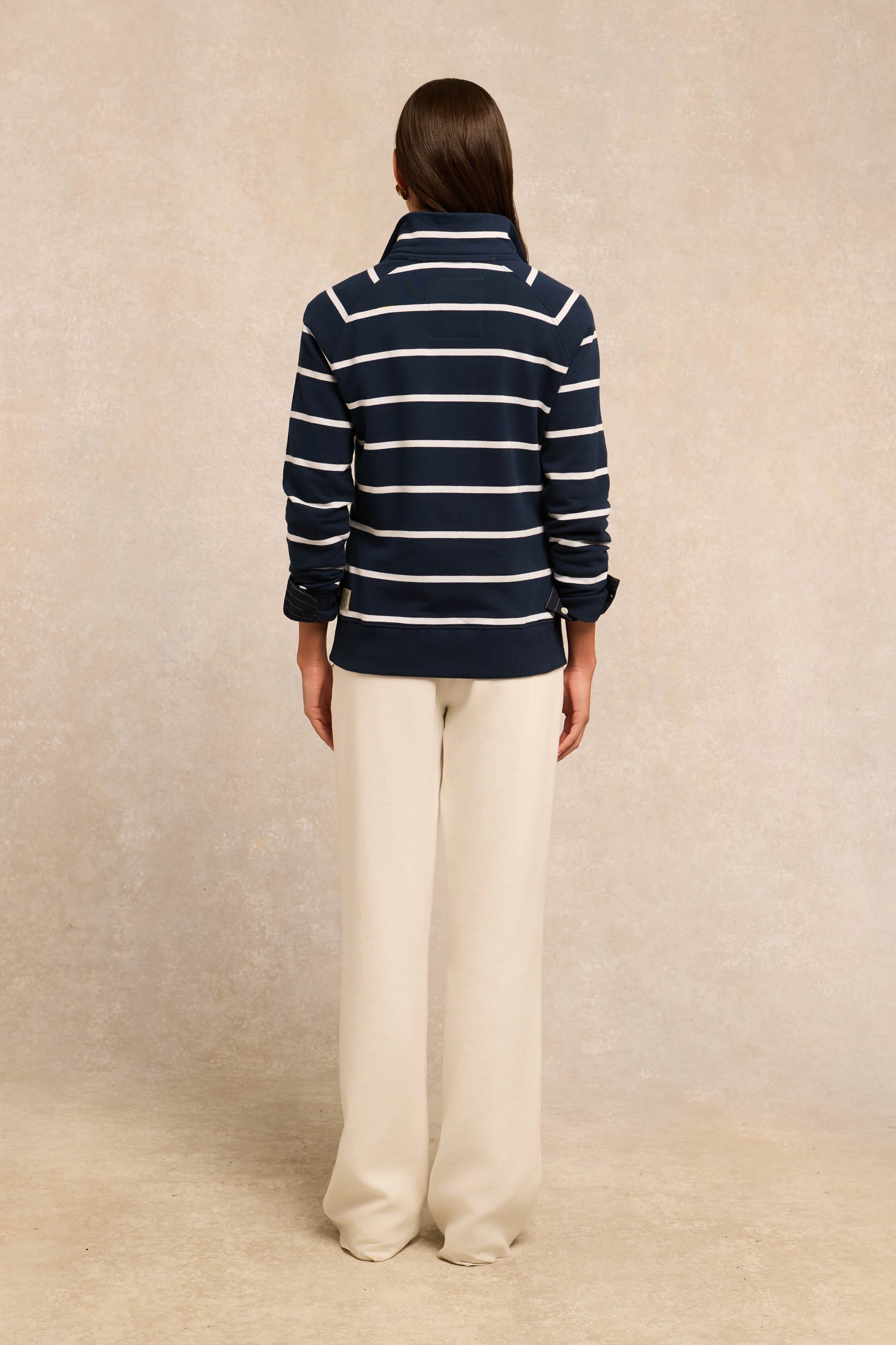 Kingham Quarter Zip Neck Sweat (Ink Navy Stripe)