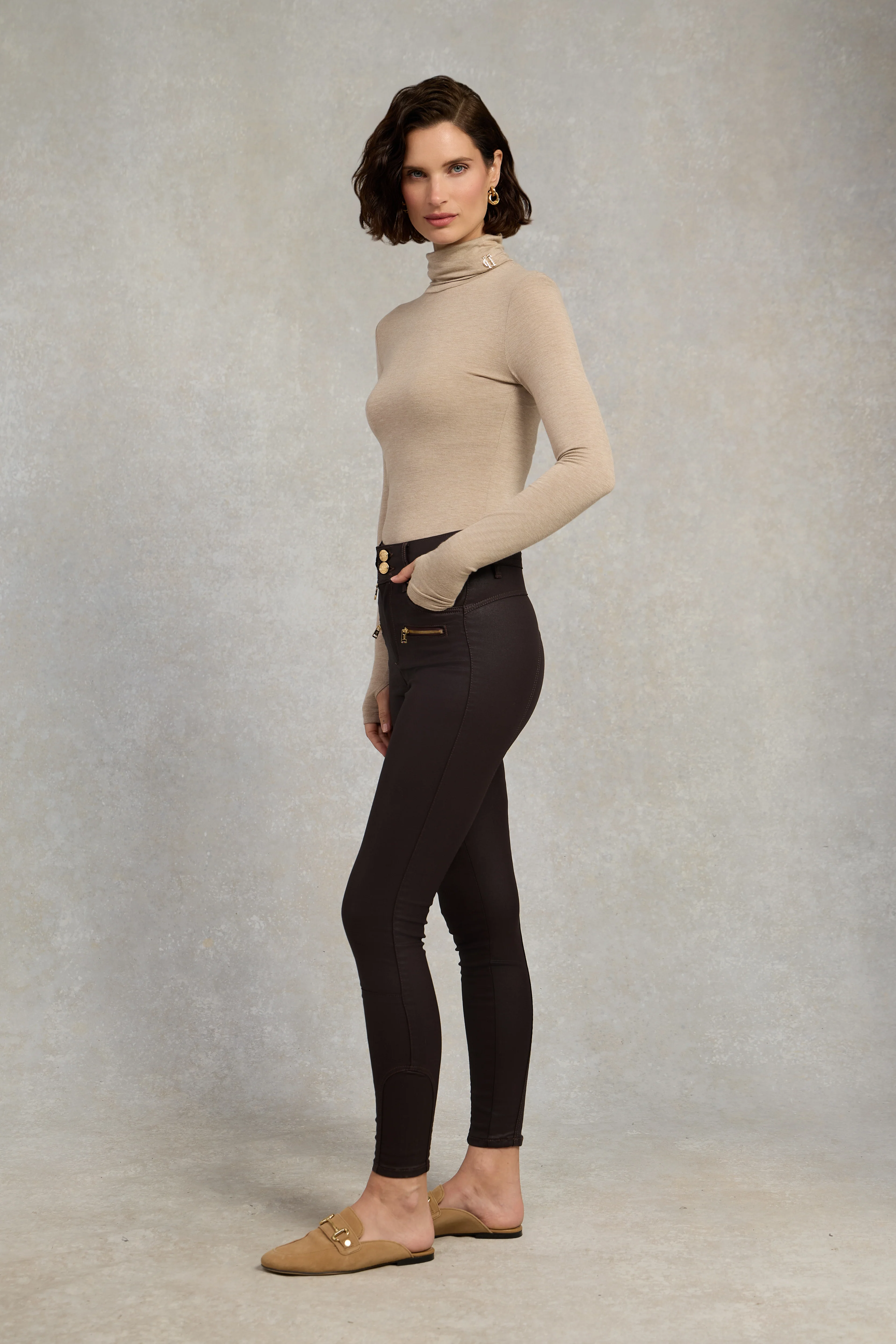 Coated Jodhpur Jean (Chocolate)