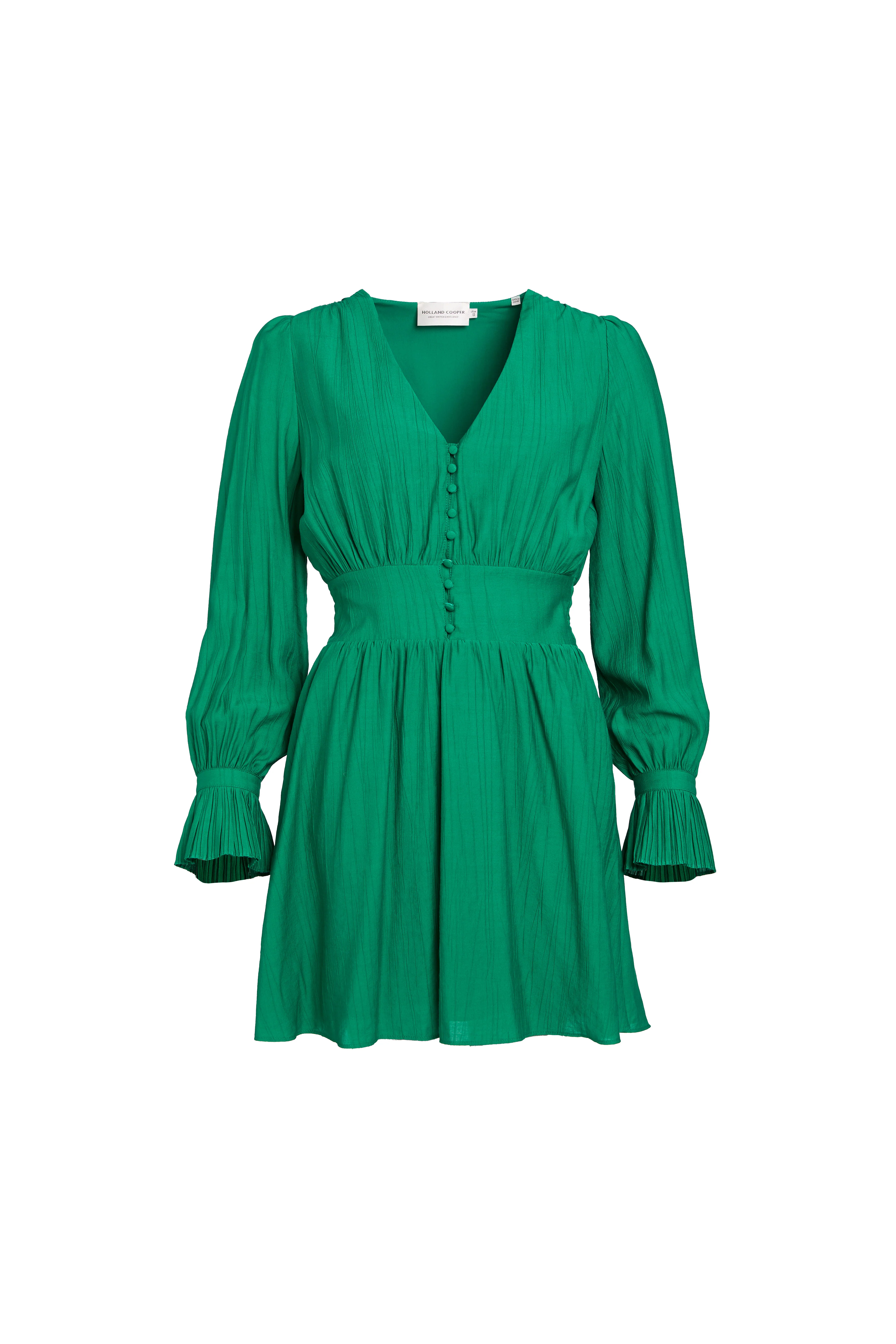 Phoebe V-Neck Mini Dress (Jewel Green)