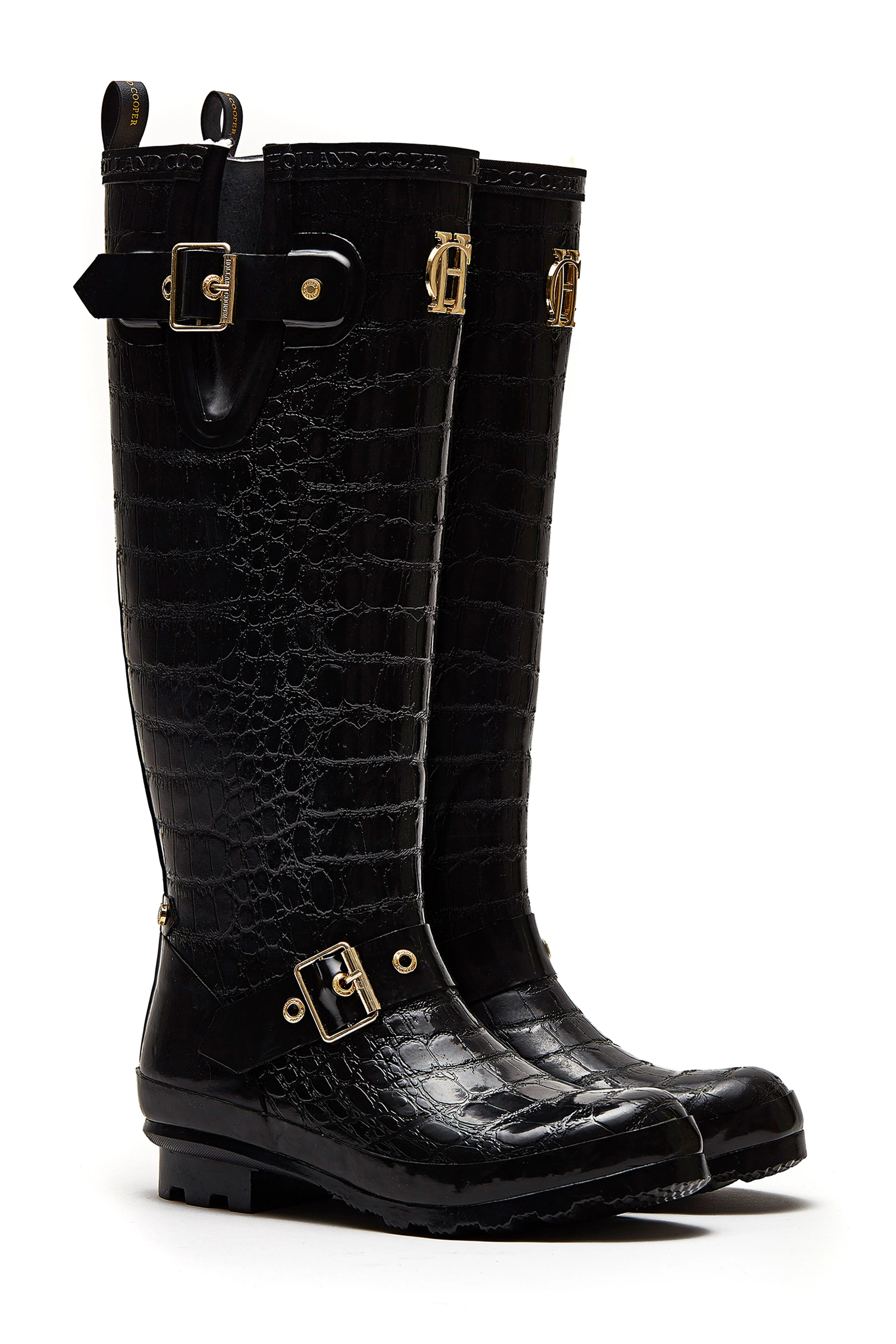 Sherpa Lined Regency Wellington (Black Croc)