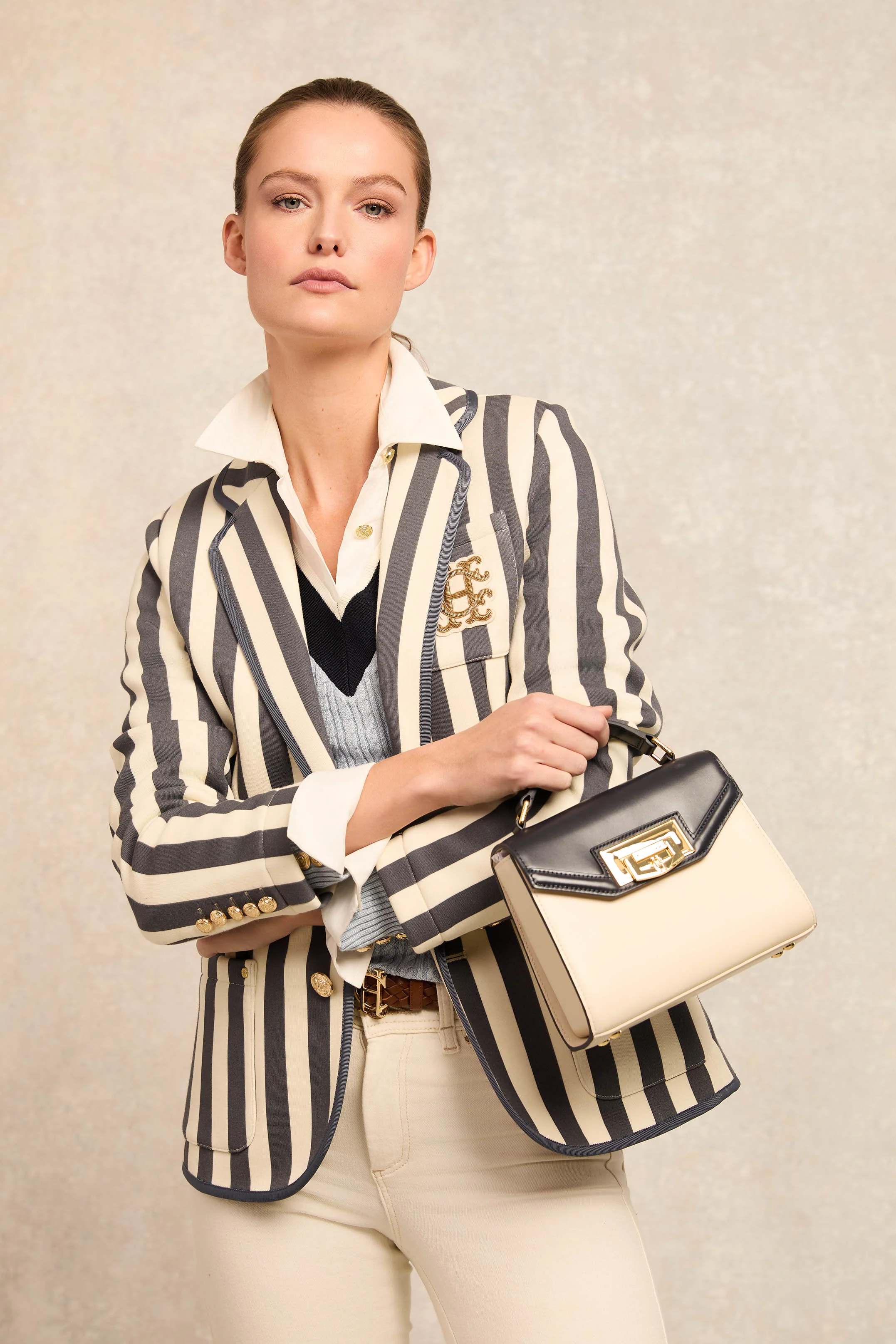 Henley Blazer (Dusty Navy Stripe)