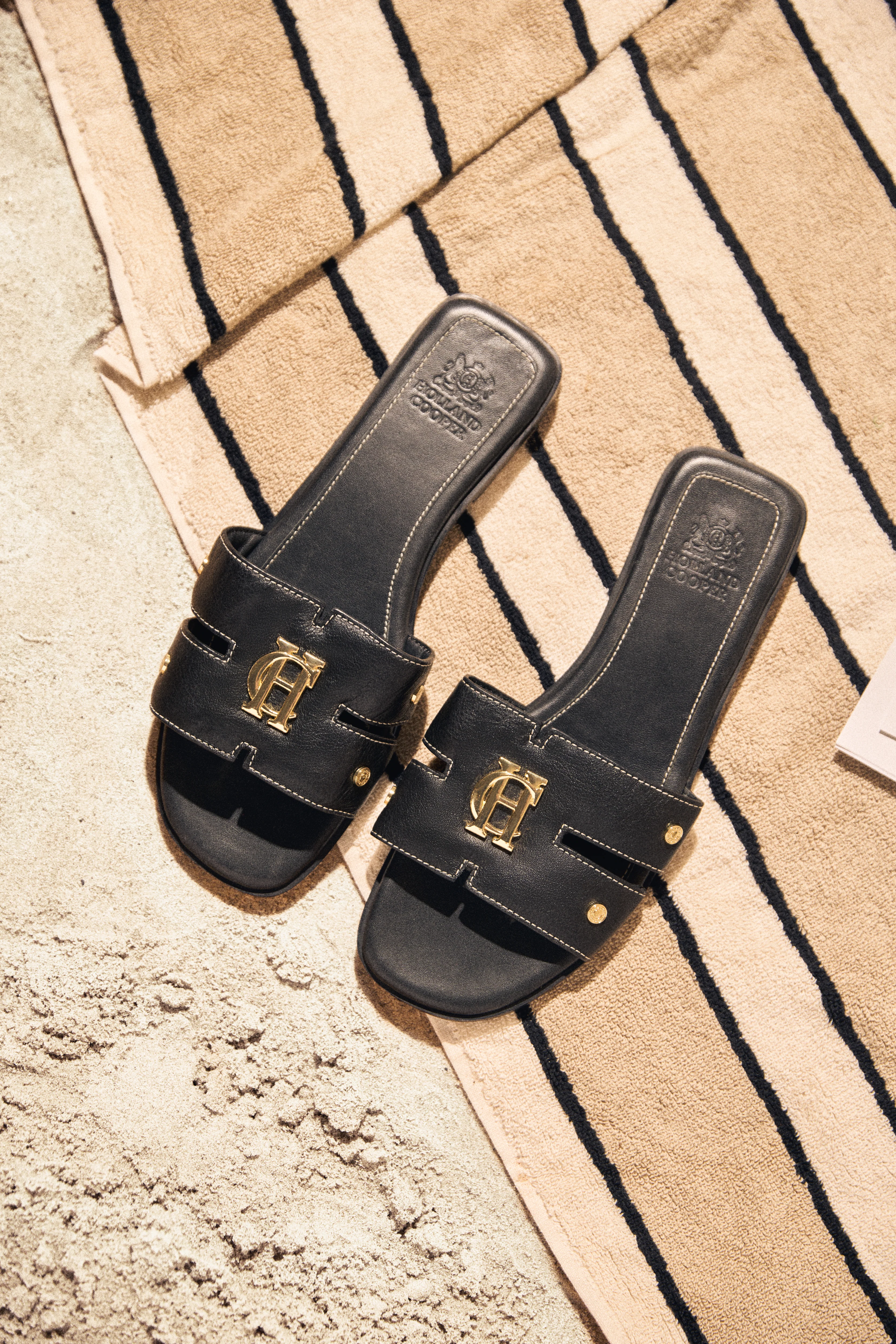 Monogram Slides (Black Leather)